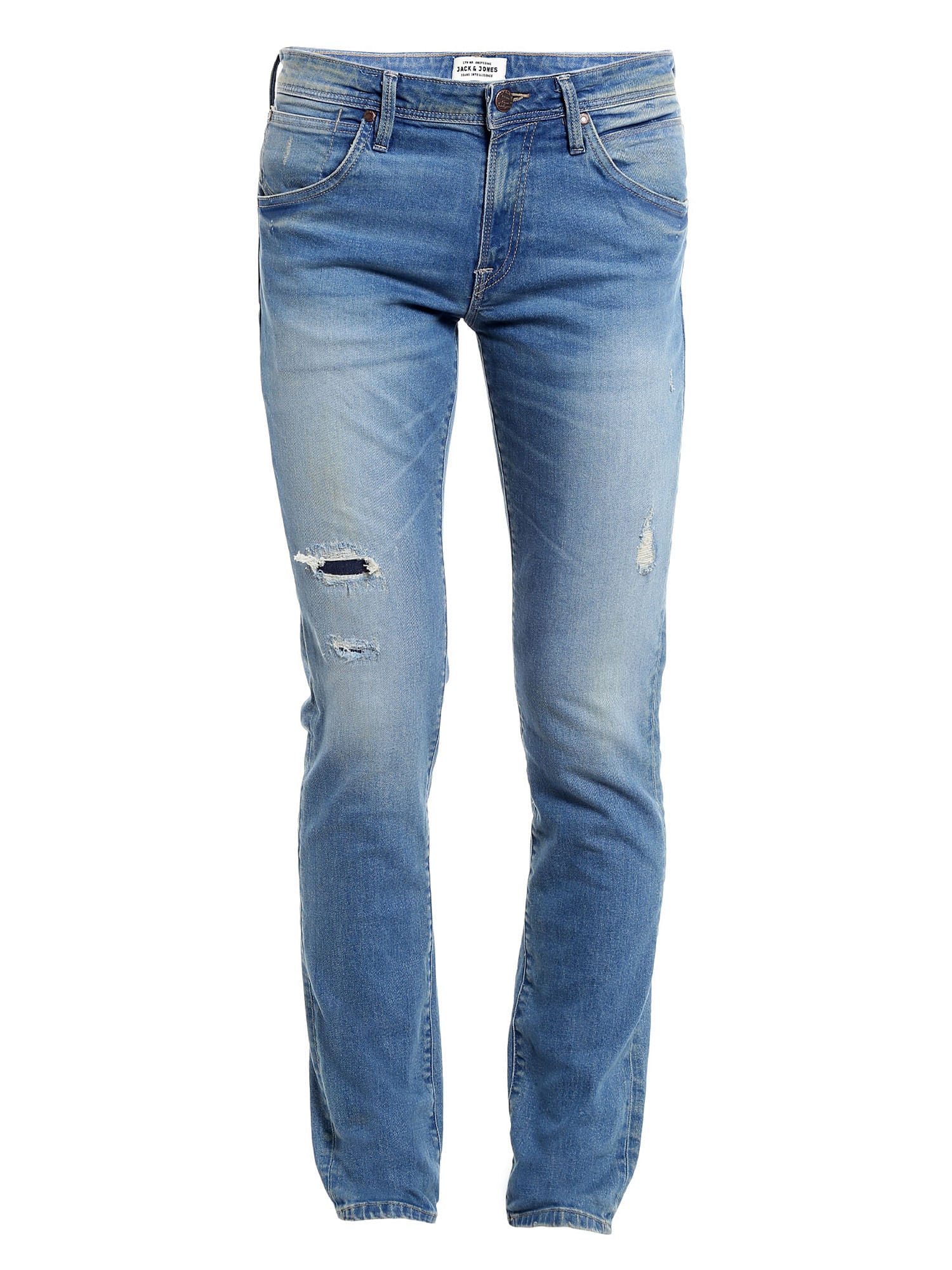 Light Blue Distressed Slim Fit Jeans