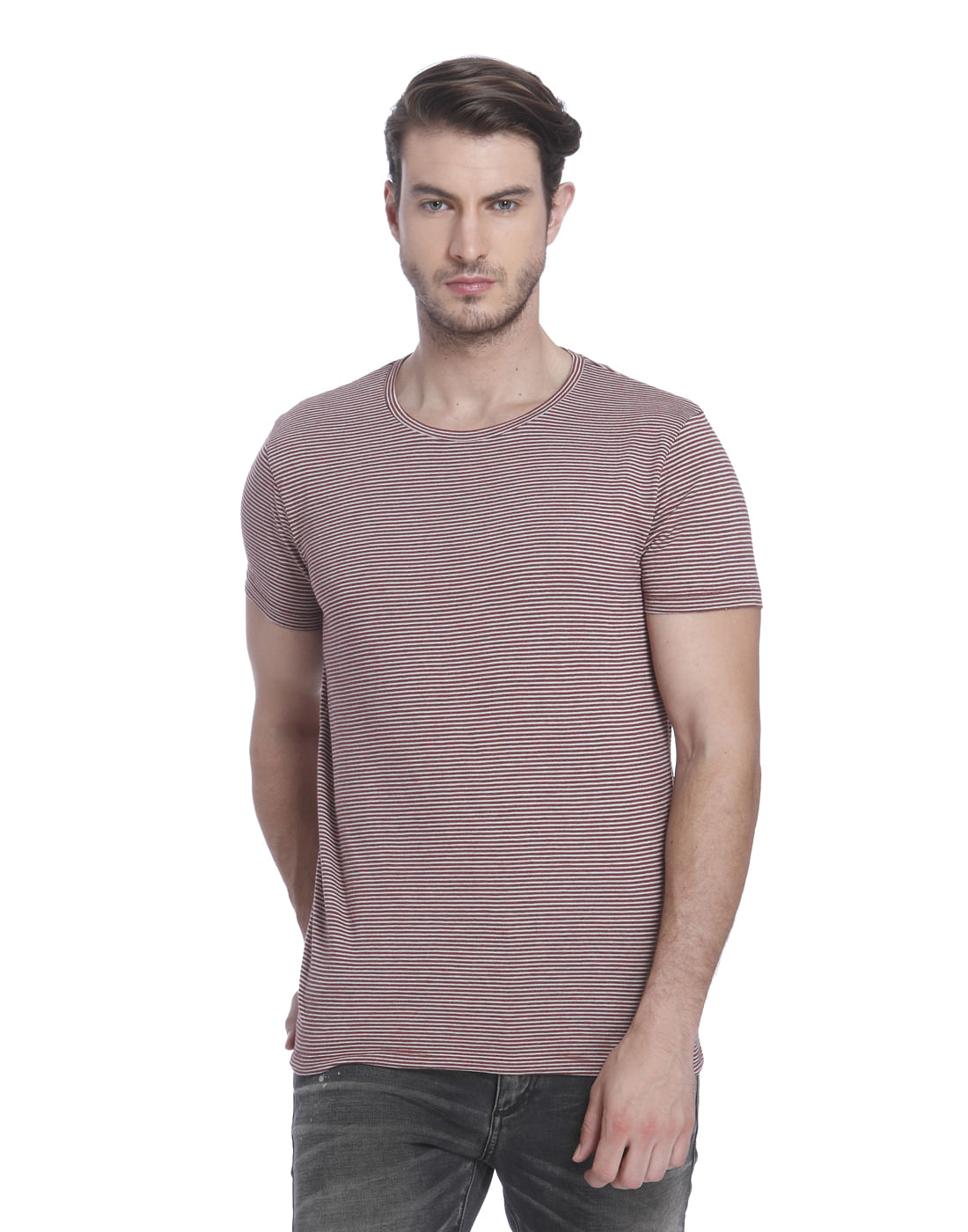 Red Striped Crew Neck T-Shirt