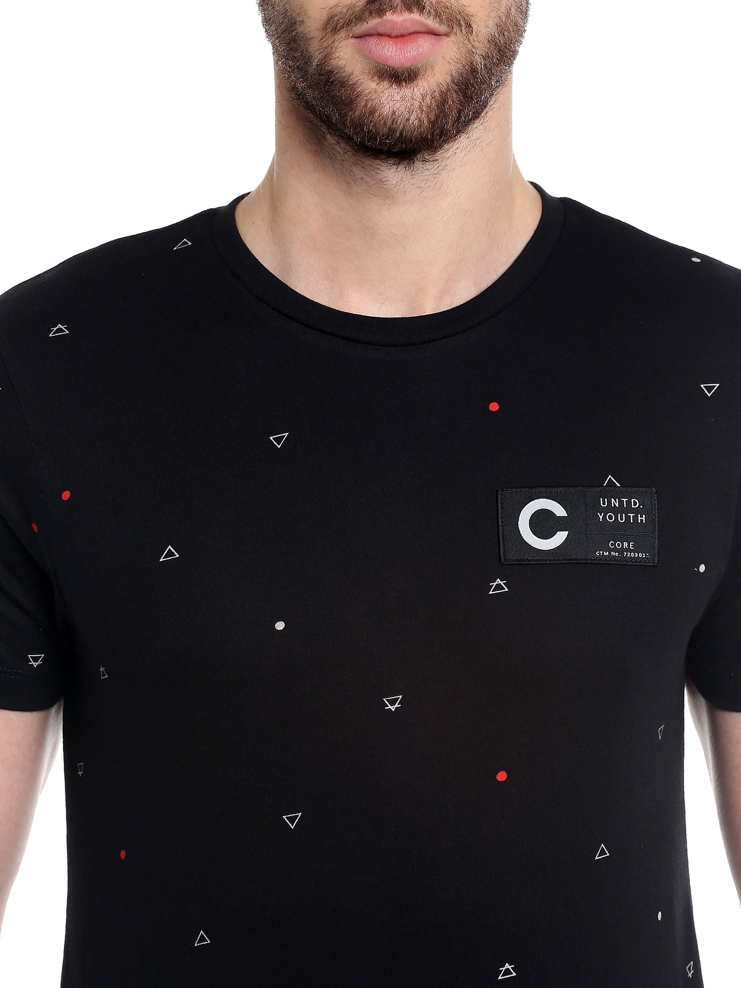 Printed Black Crew Neck T-Shirt