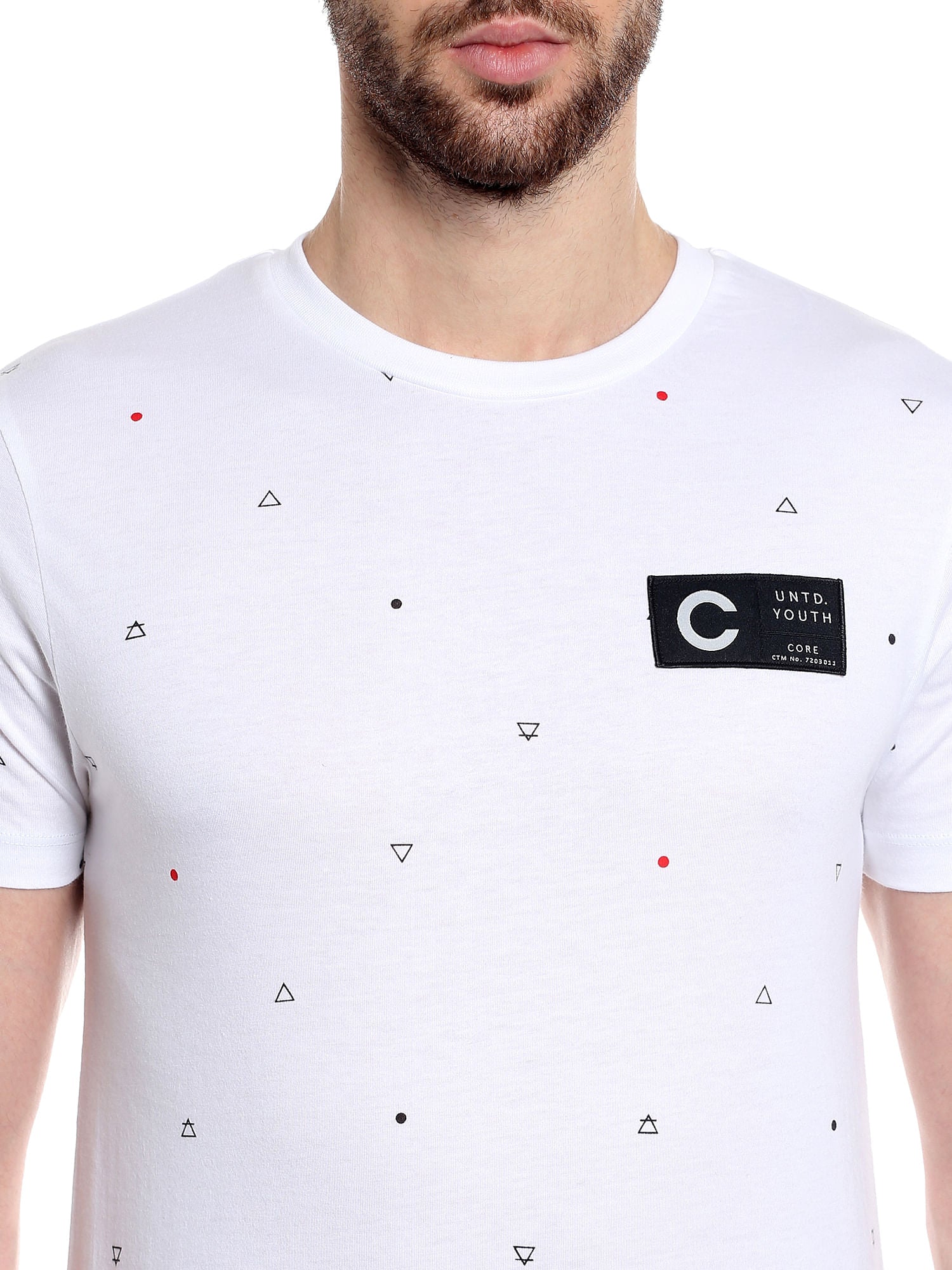 Printed White Crew Neck T-Shirt