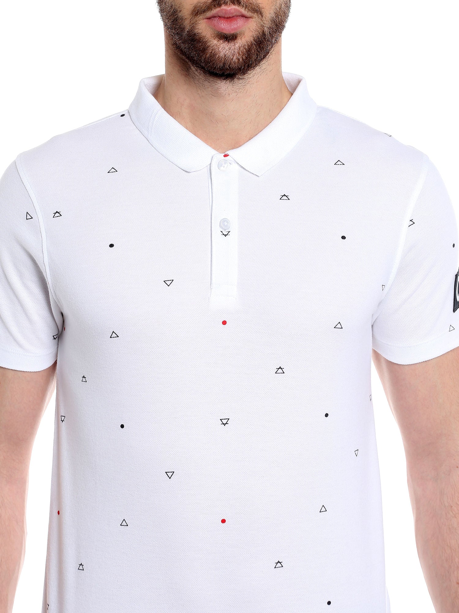 White Printed Polo T-Shirt