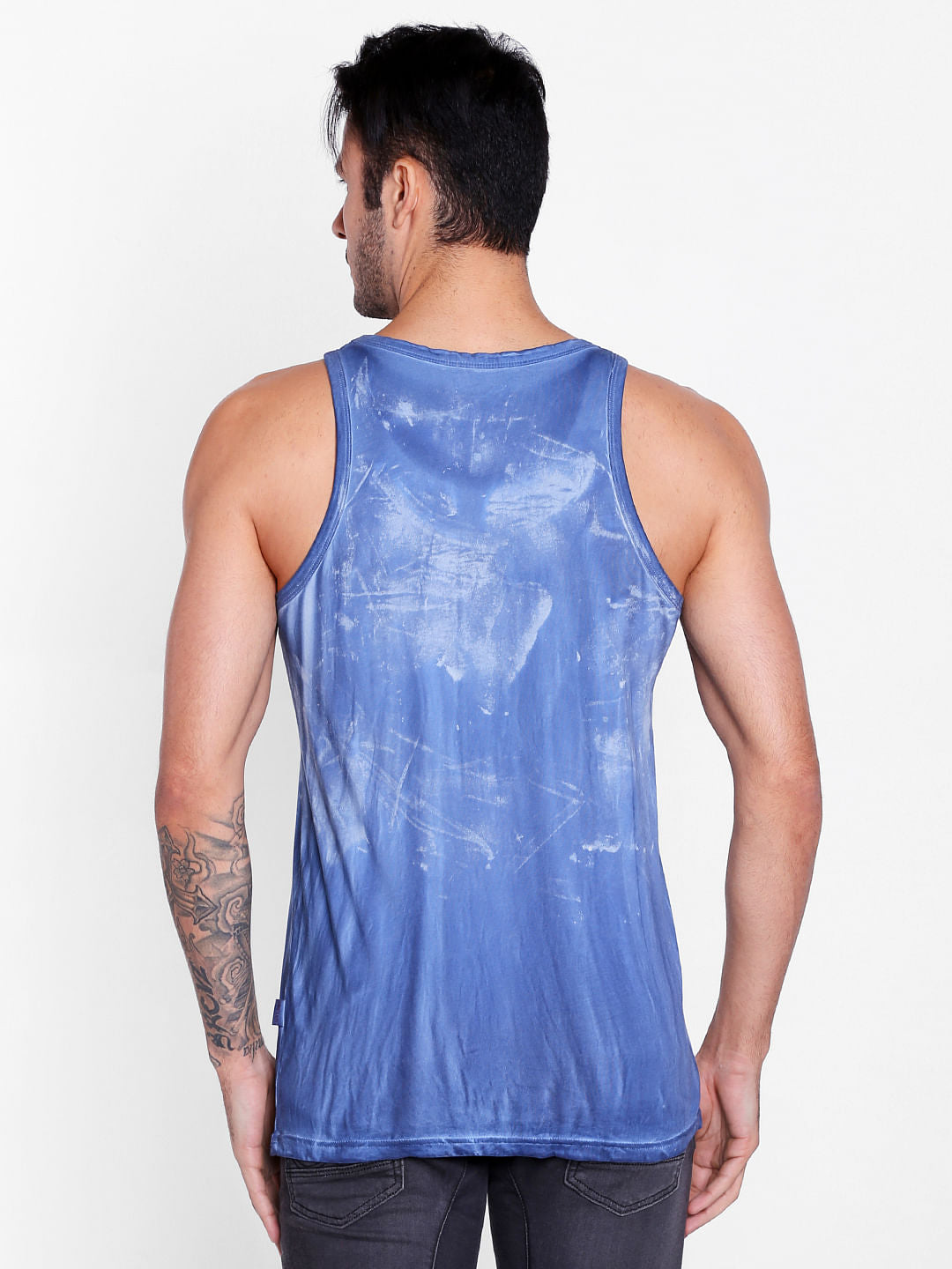 Blue Slogan Print Tank Top