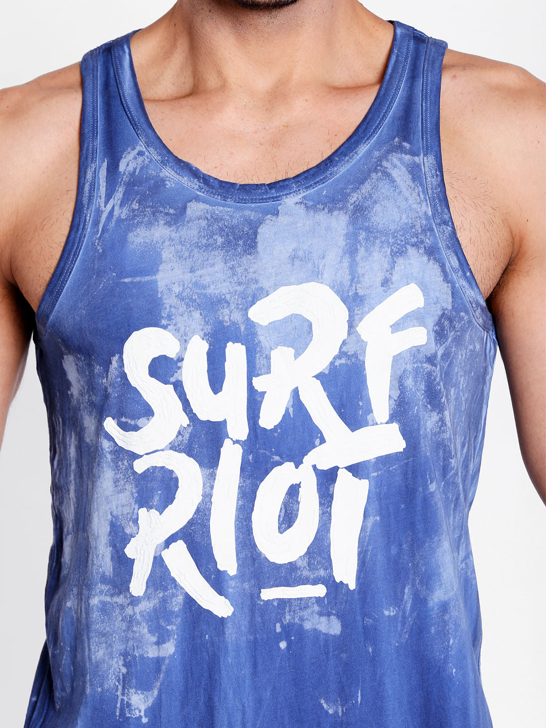 Blue Slogan Print Tank Top