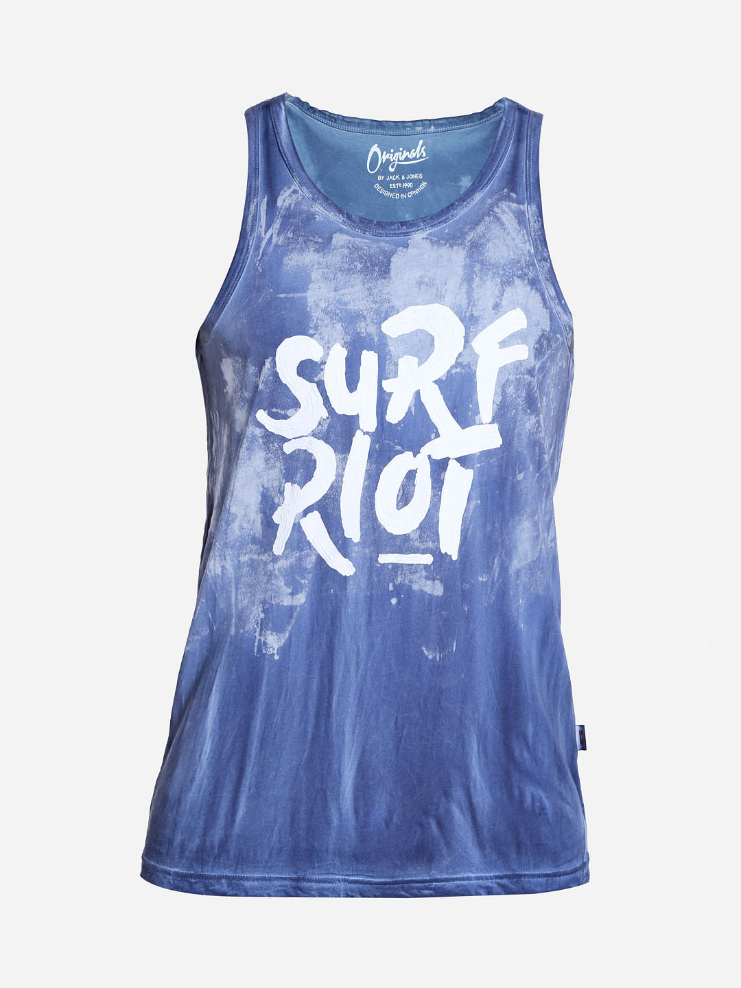 Blue Slogan Print Tank Top