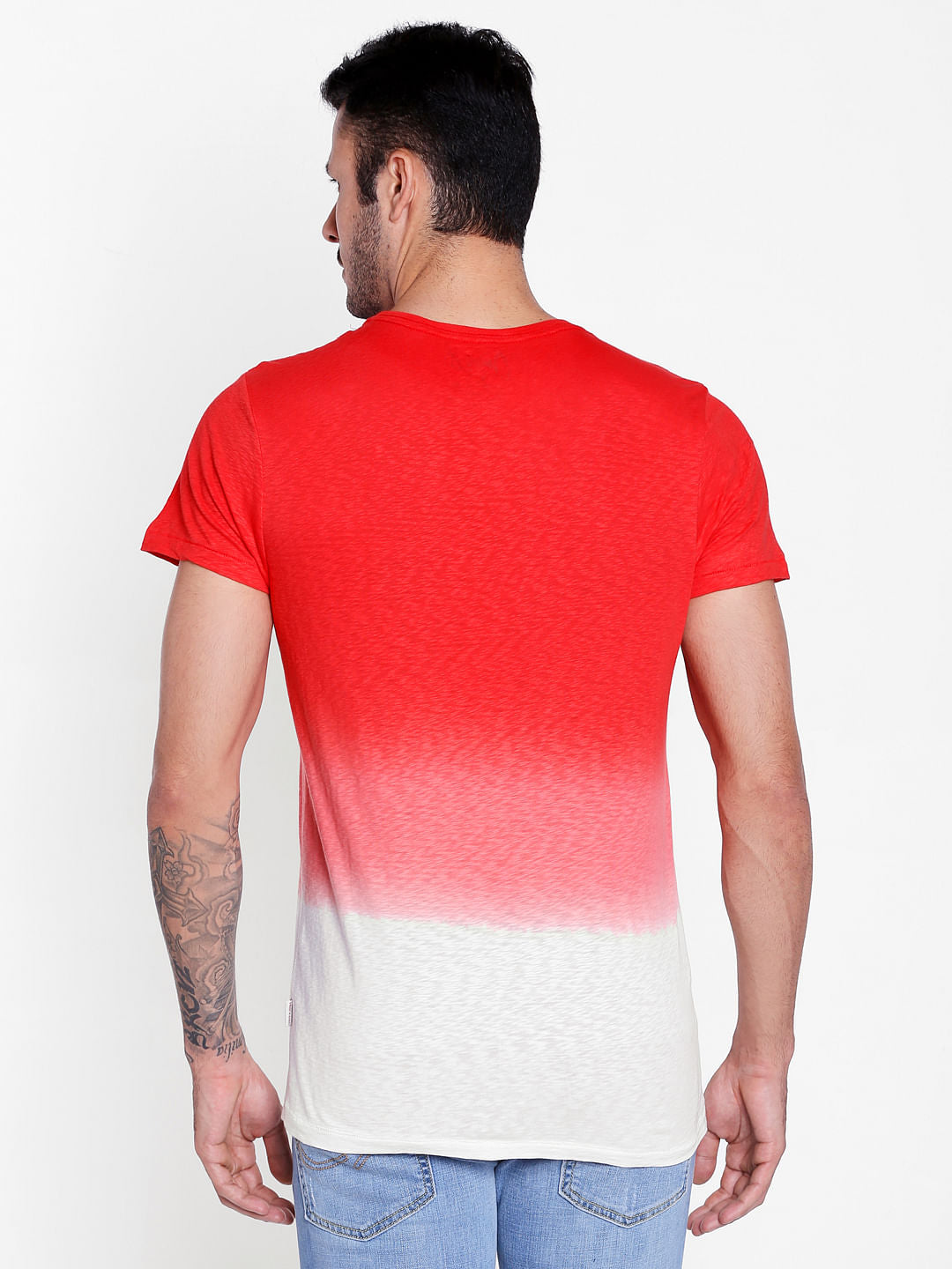 Bright Red Ombre Crew Neck T-Shirt