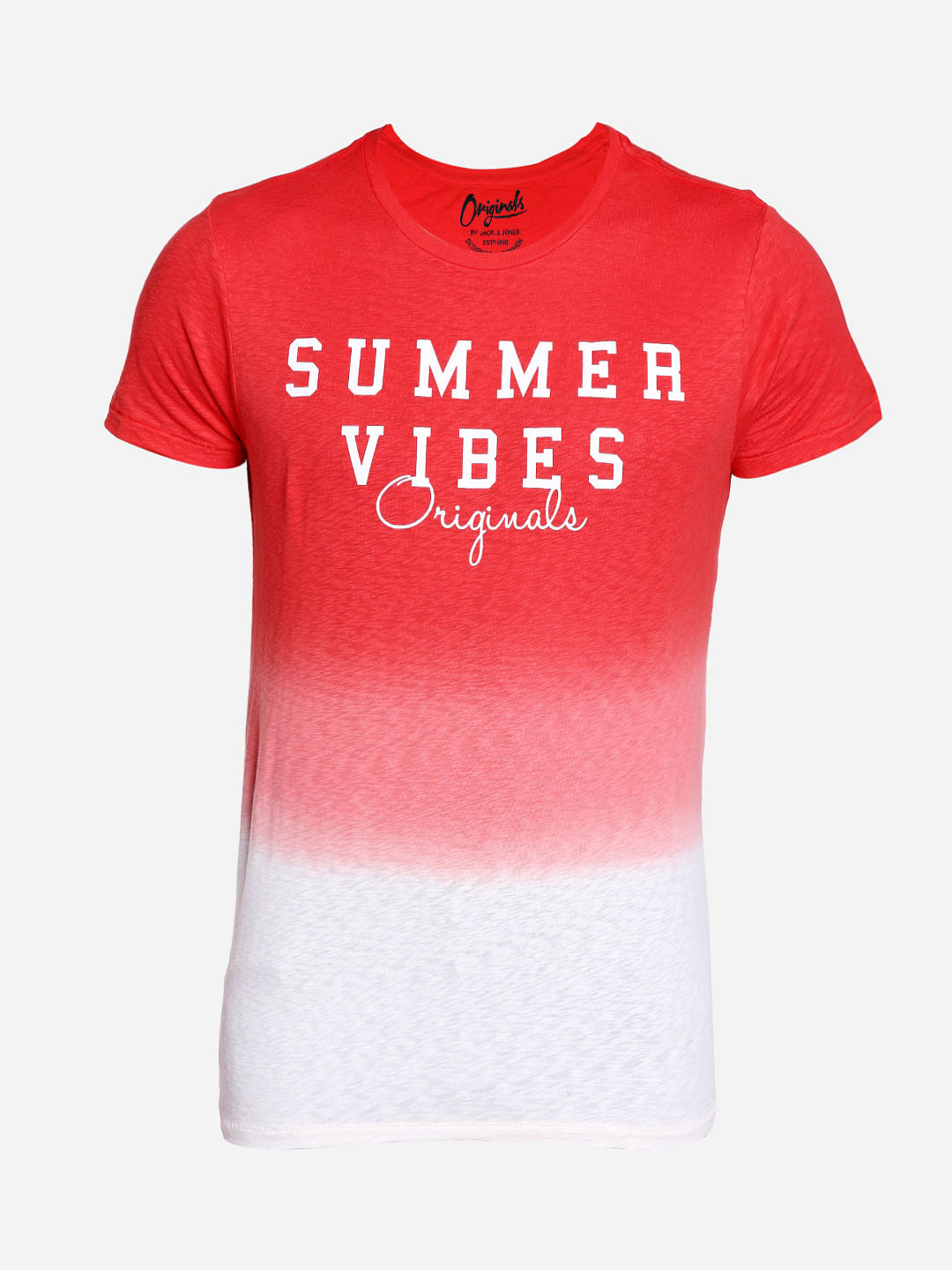 Bright Red Ombre Crew Neck T-Shirt