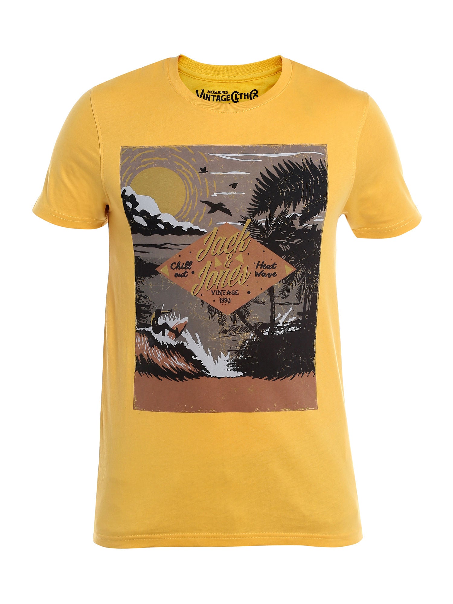 Yellow Graphic Print Slim Fit T-Shirt