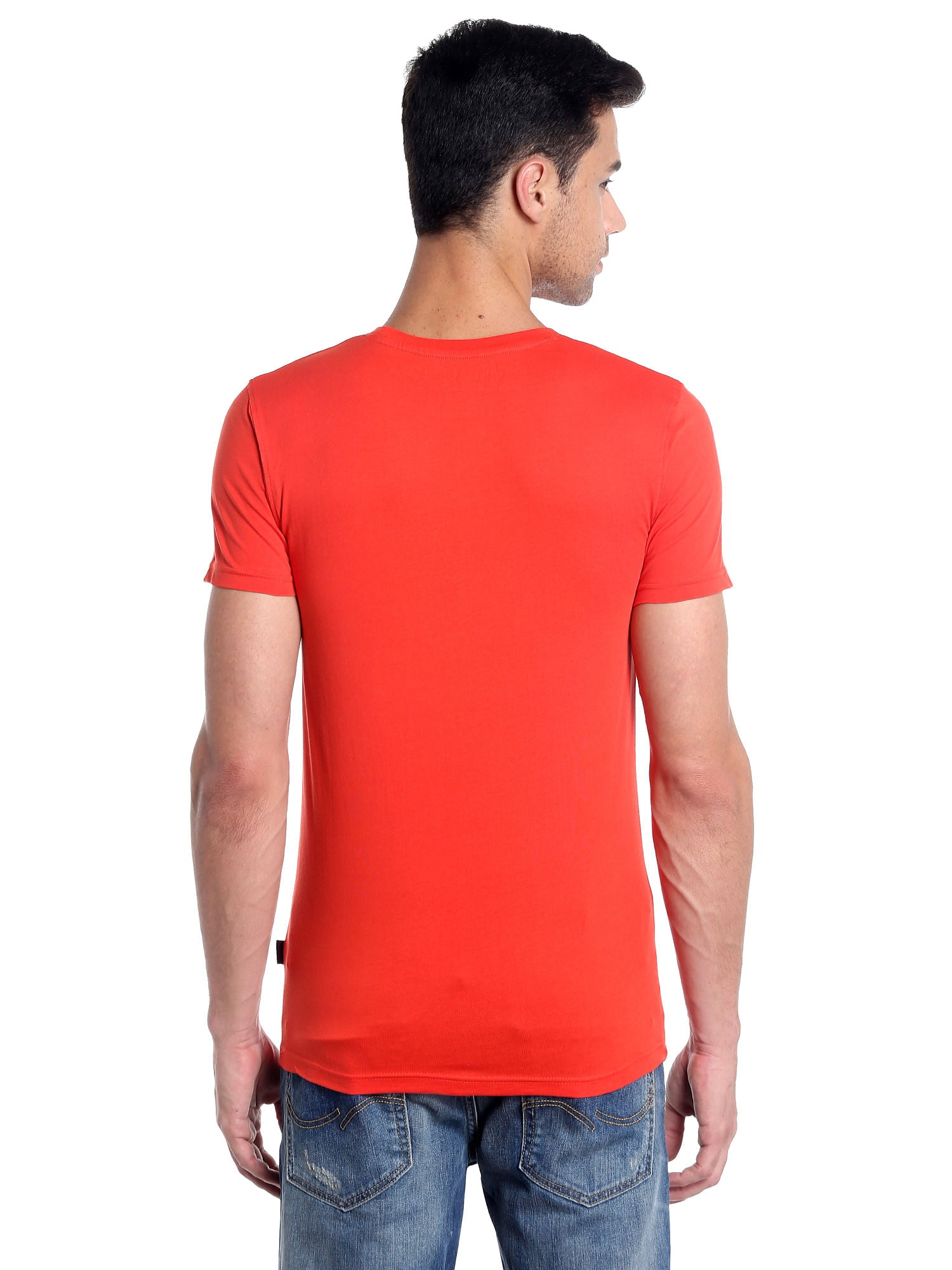 Orange Graphic Print Slim Fit T-Shirt
