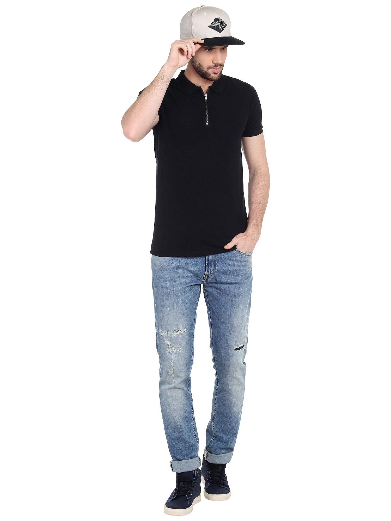 Black Zip Up Polo