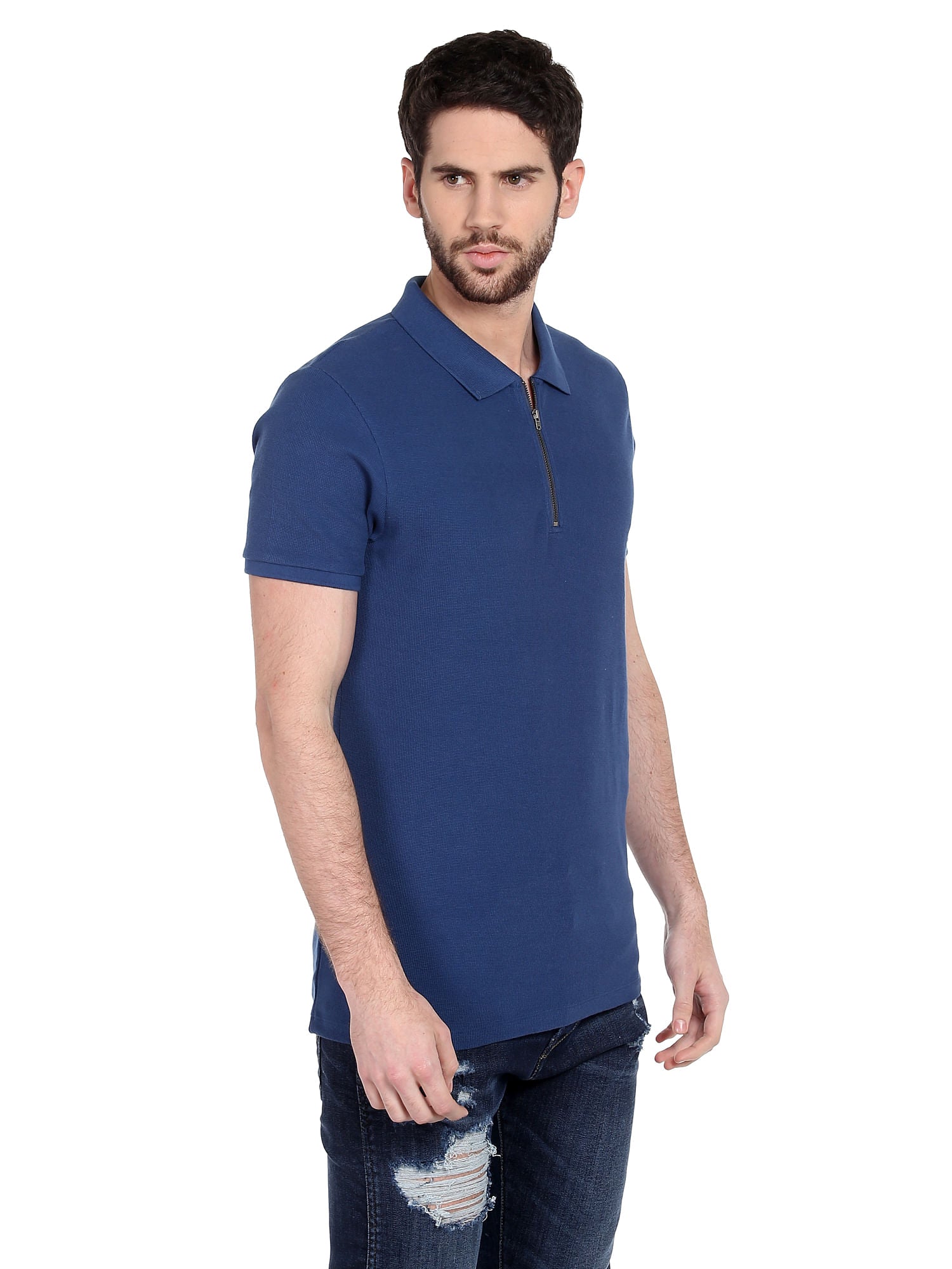 Blue Zip Up Polo