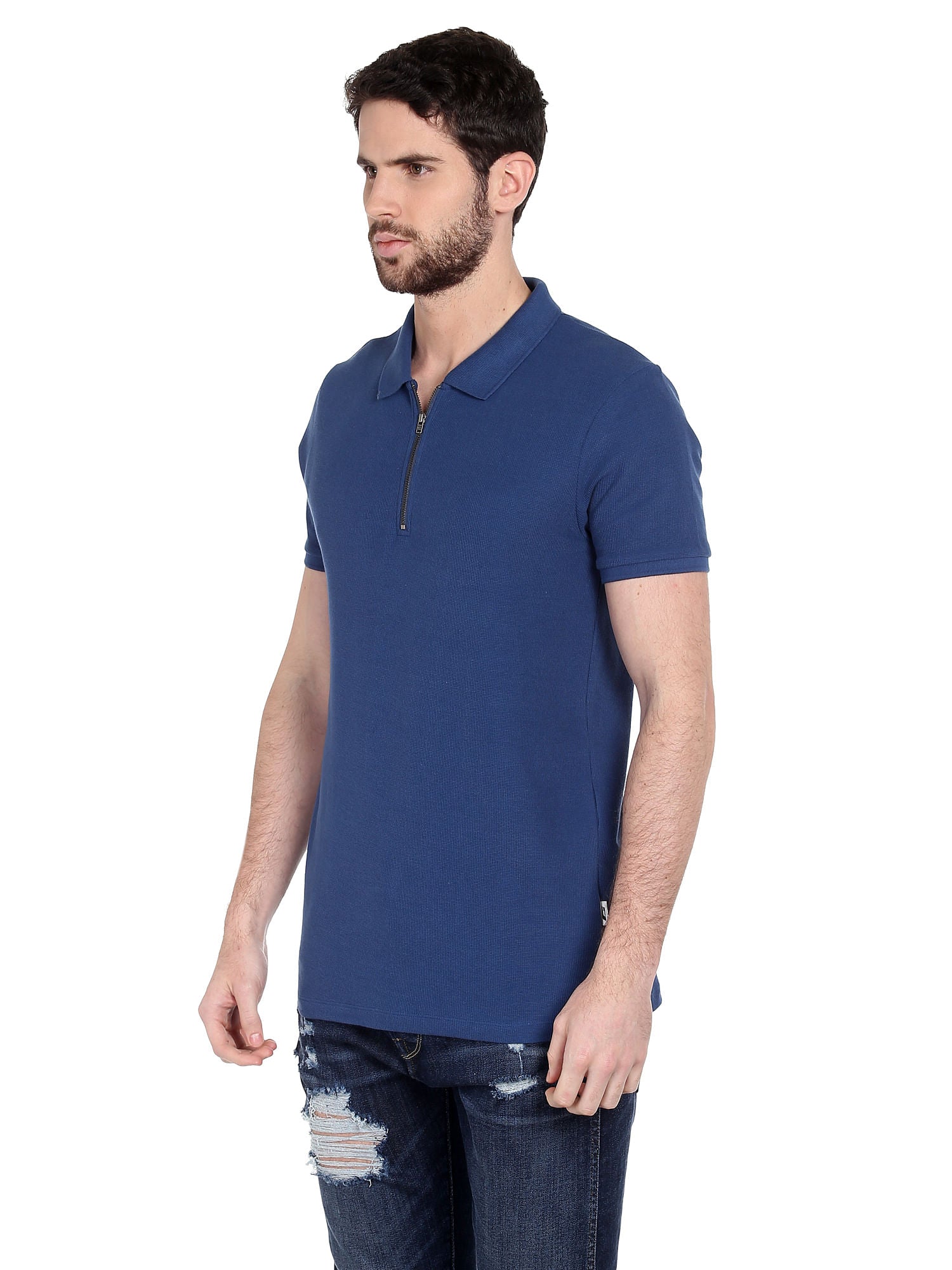 Blue Zip Up Polo