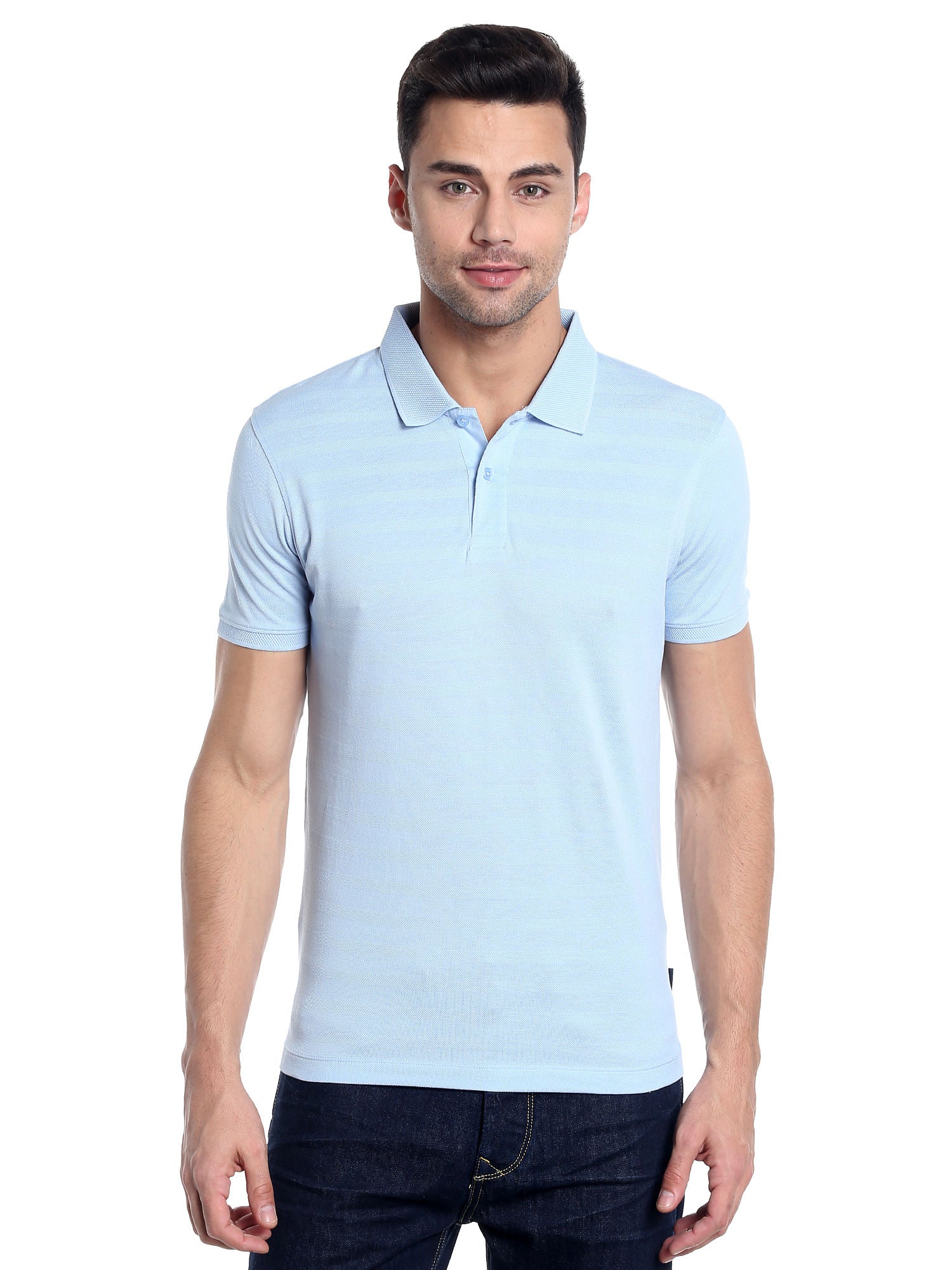 Light Blue Striped Polo T-Shirt
