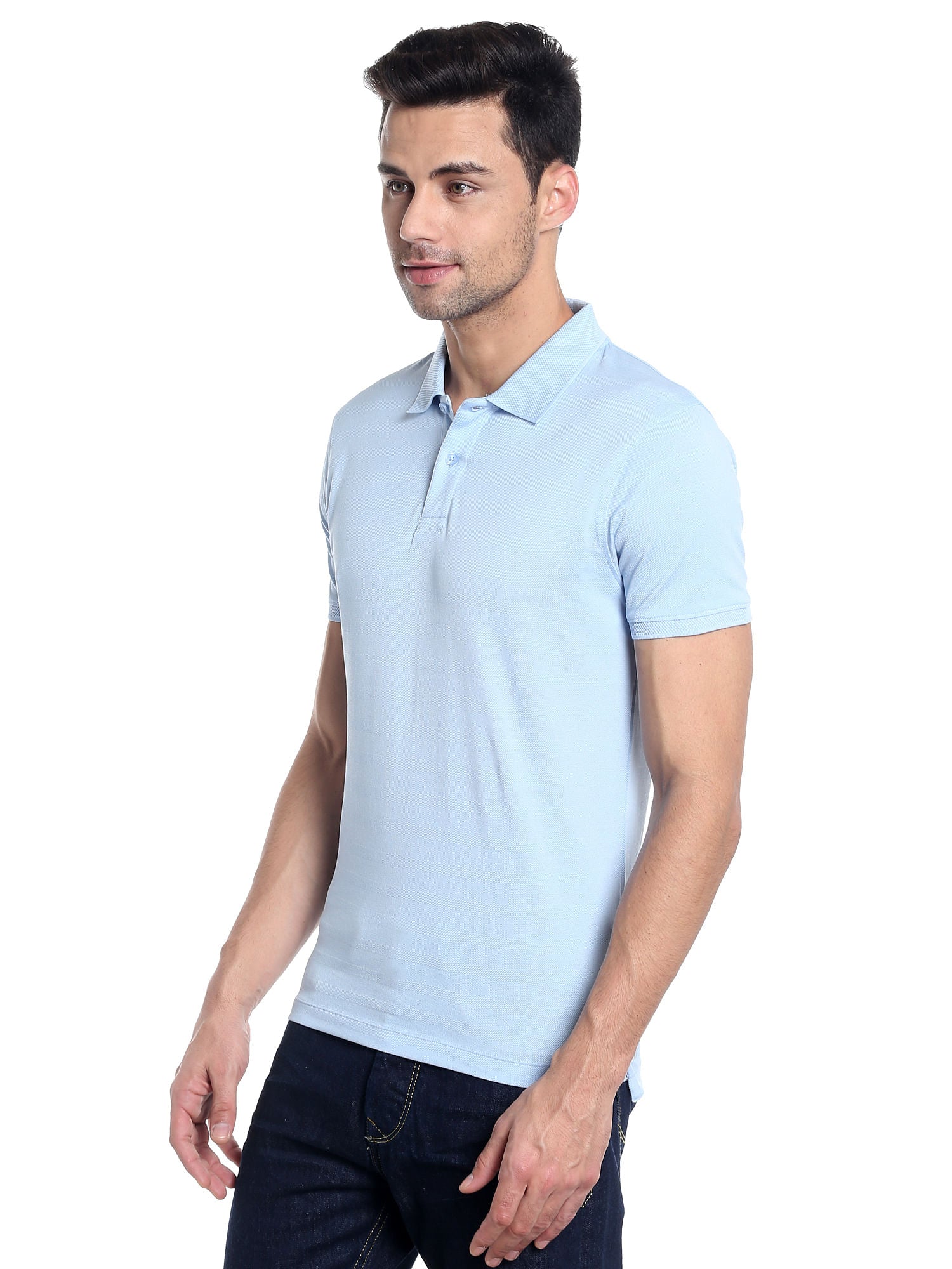 Light Blue Striped Polo T-Shirt