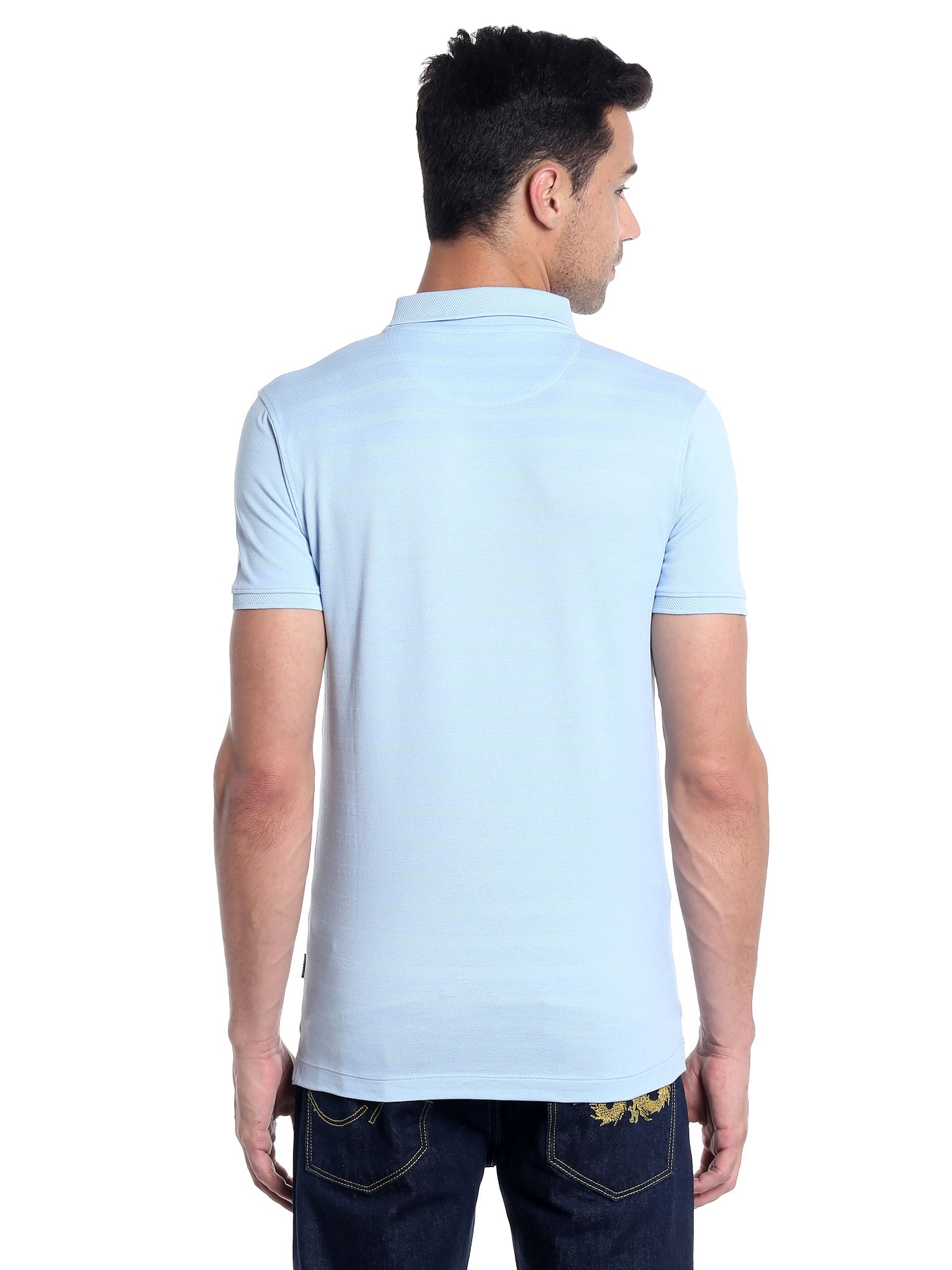 Light Blue Striped Polo T-Shirt