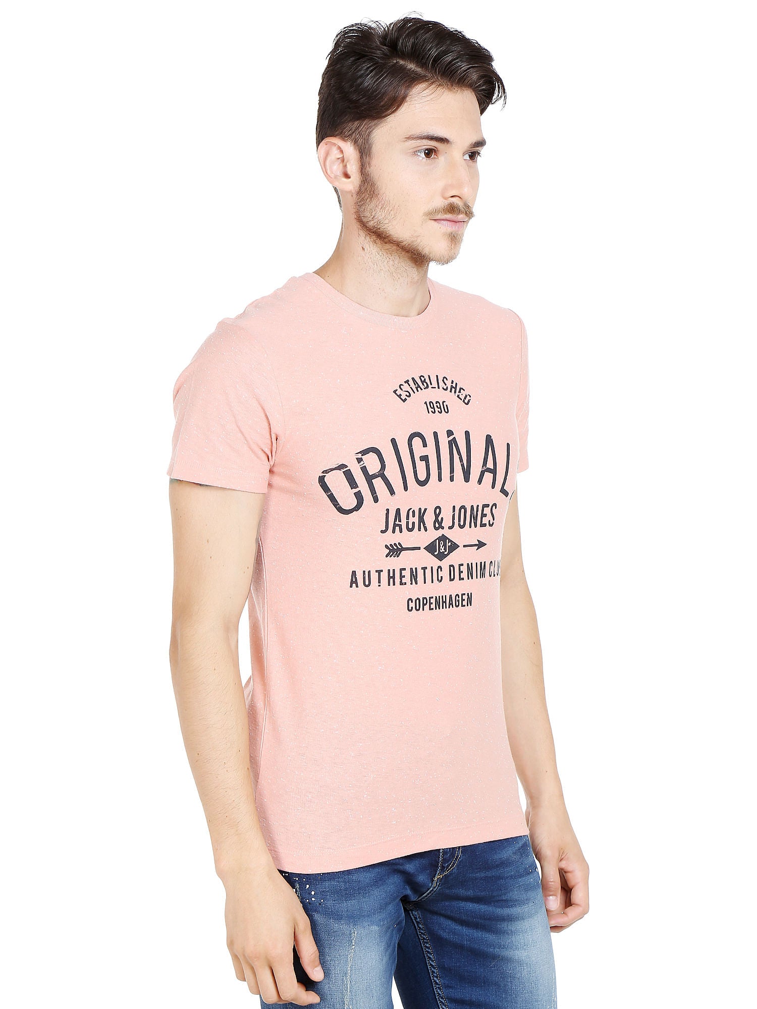 Beige Graphic Print Crew Neck T-Shirt