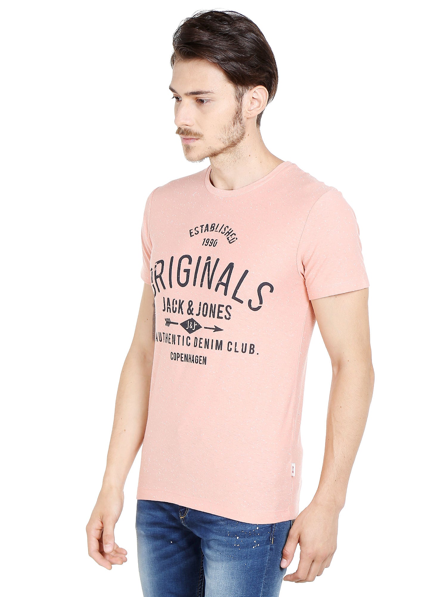 Beige Graphic Print Crew Neck T-Shirt