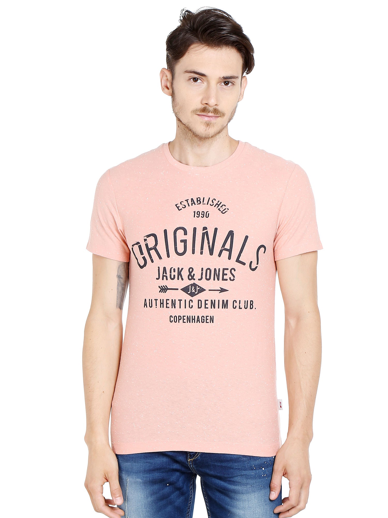Beige Graphic Print Crew Neck T-Shirt