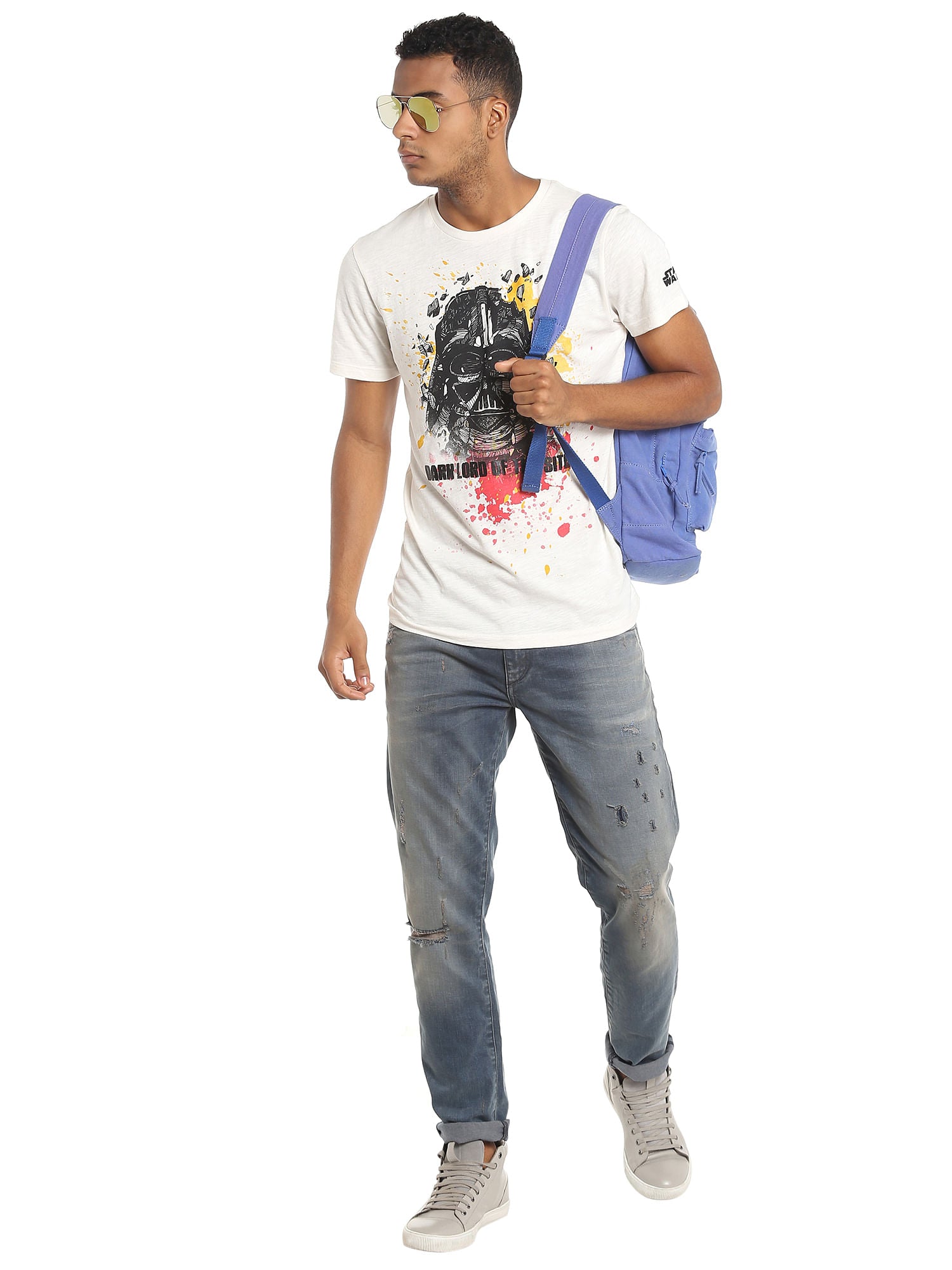 Distressed Low Rise Slim Blue Jeans