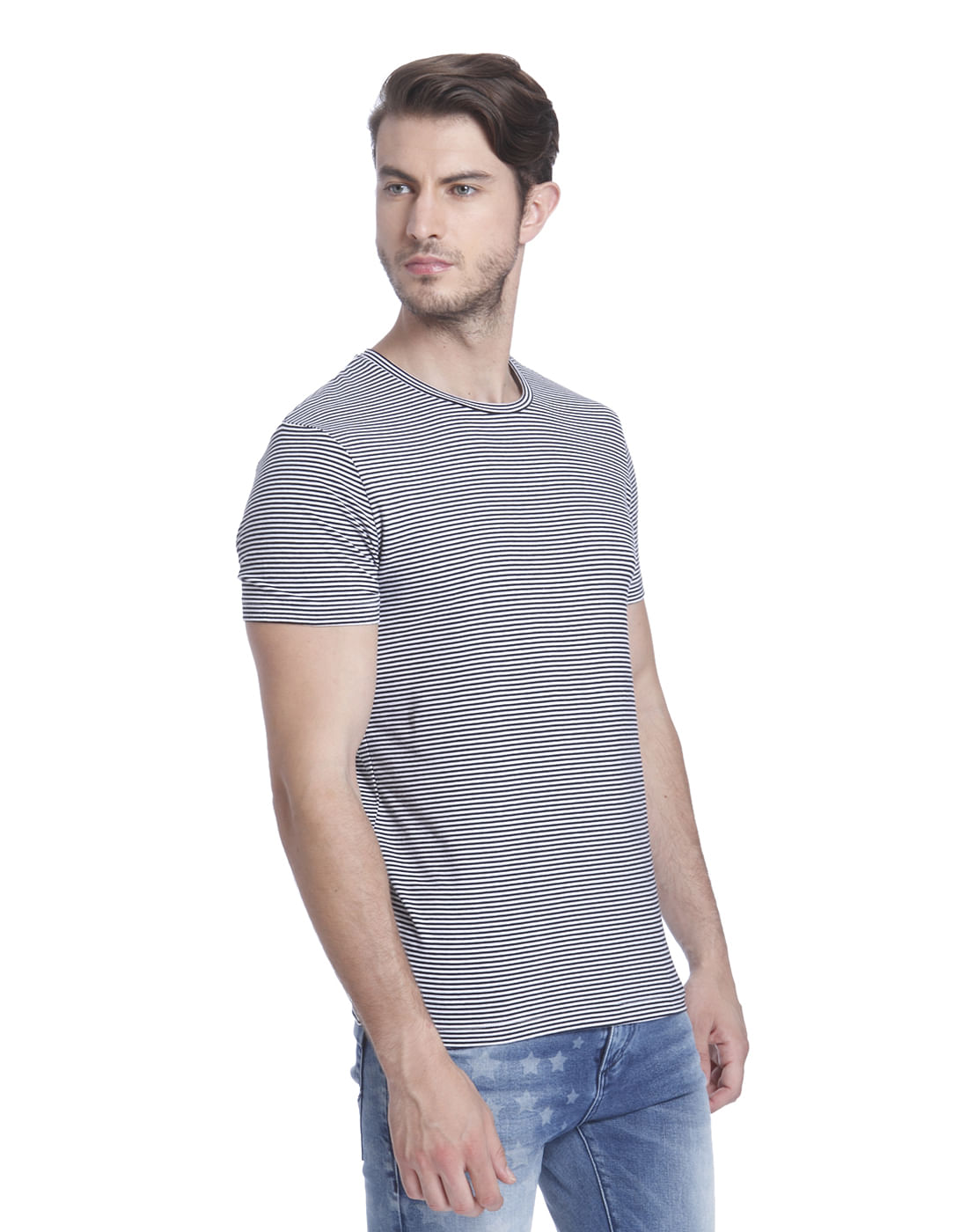 Blue Striped Crew Neck T-Shirt