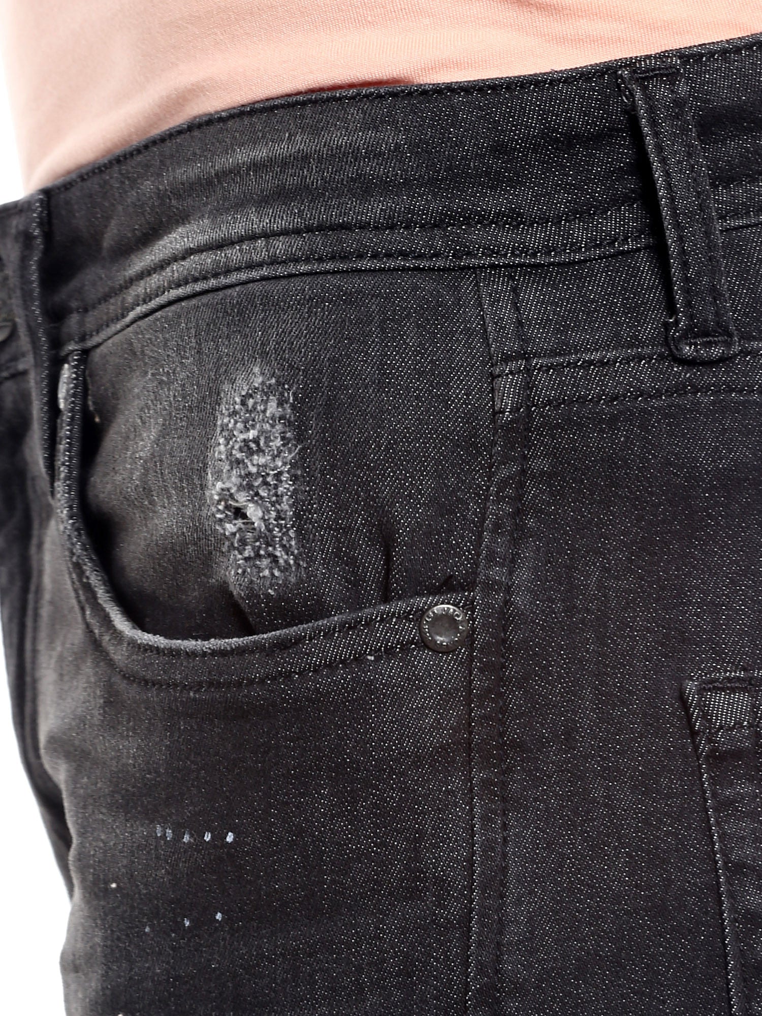 Black Distressed Patchwork Slim Jeans