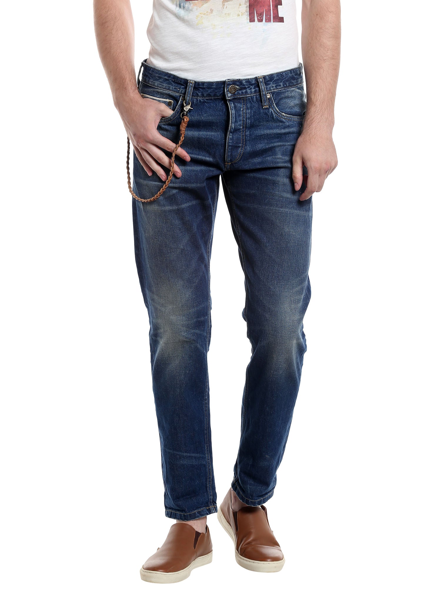 Dark Blue Mid Rise Relaxed Fit Jeans