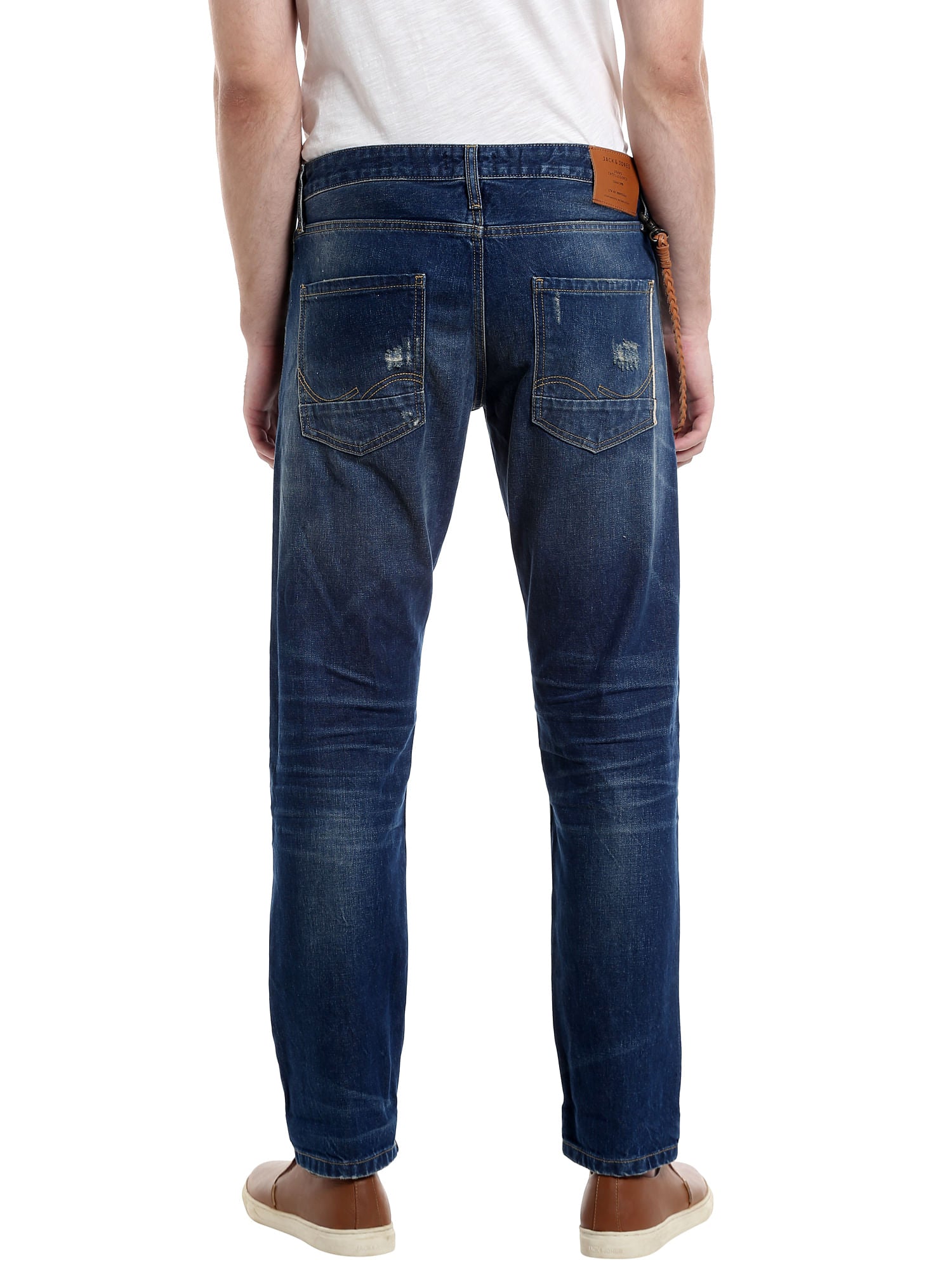 Dark Blue Mid Rise Relaxed Fit Jeans