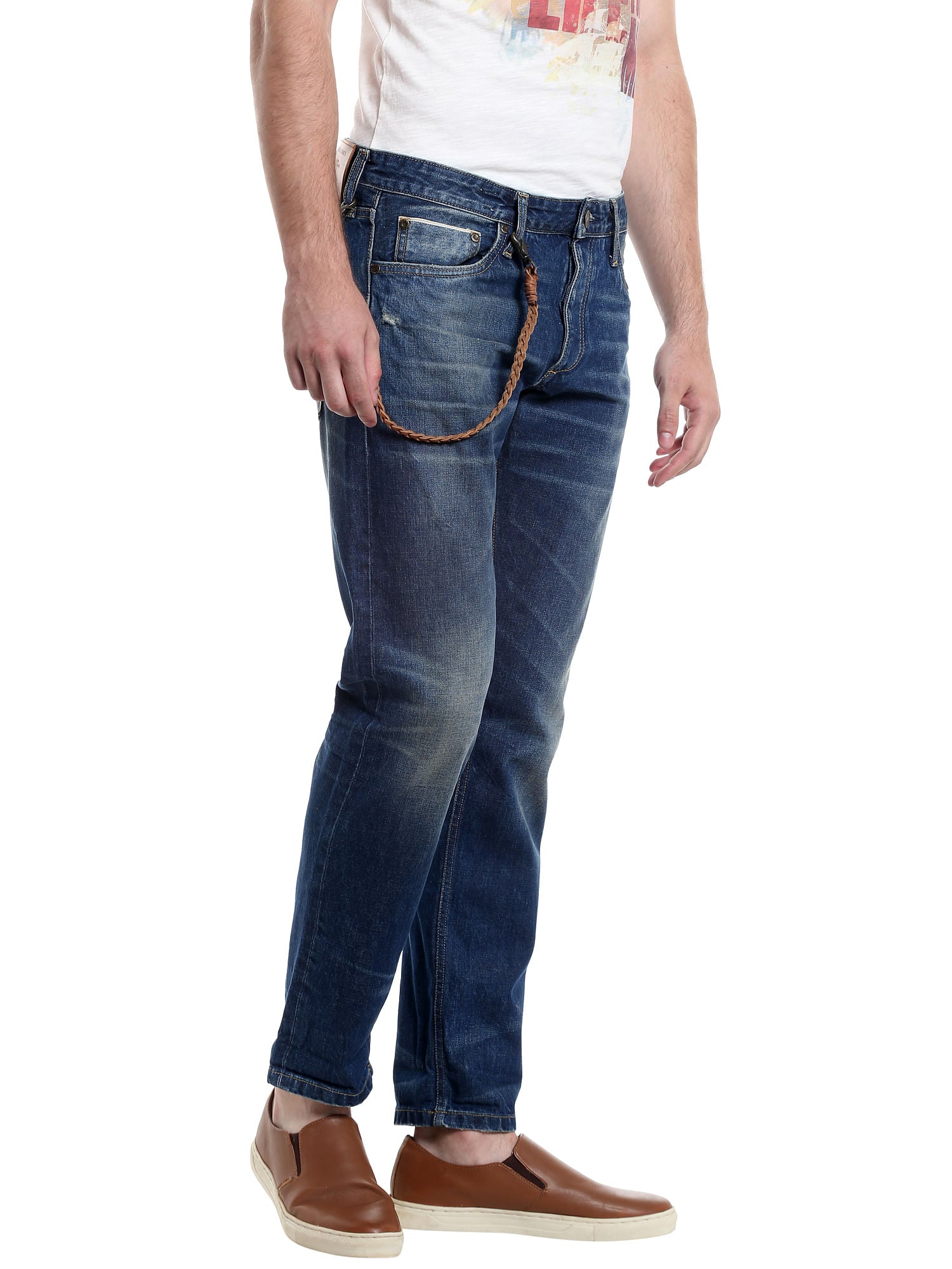 Dark Blue Mid Rise Relaxed Fit Jeans