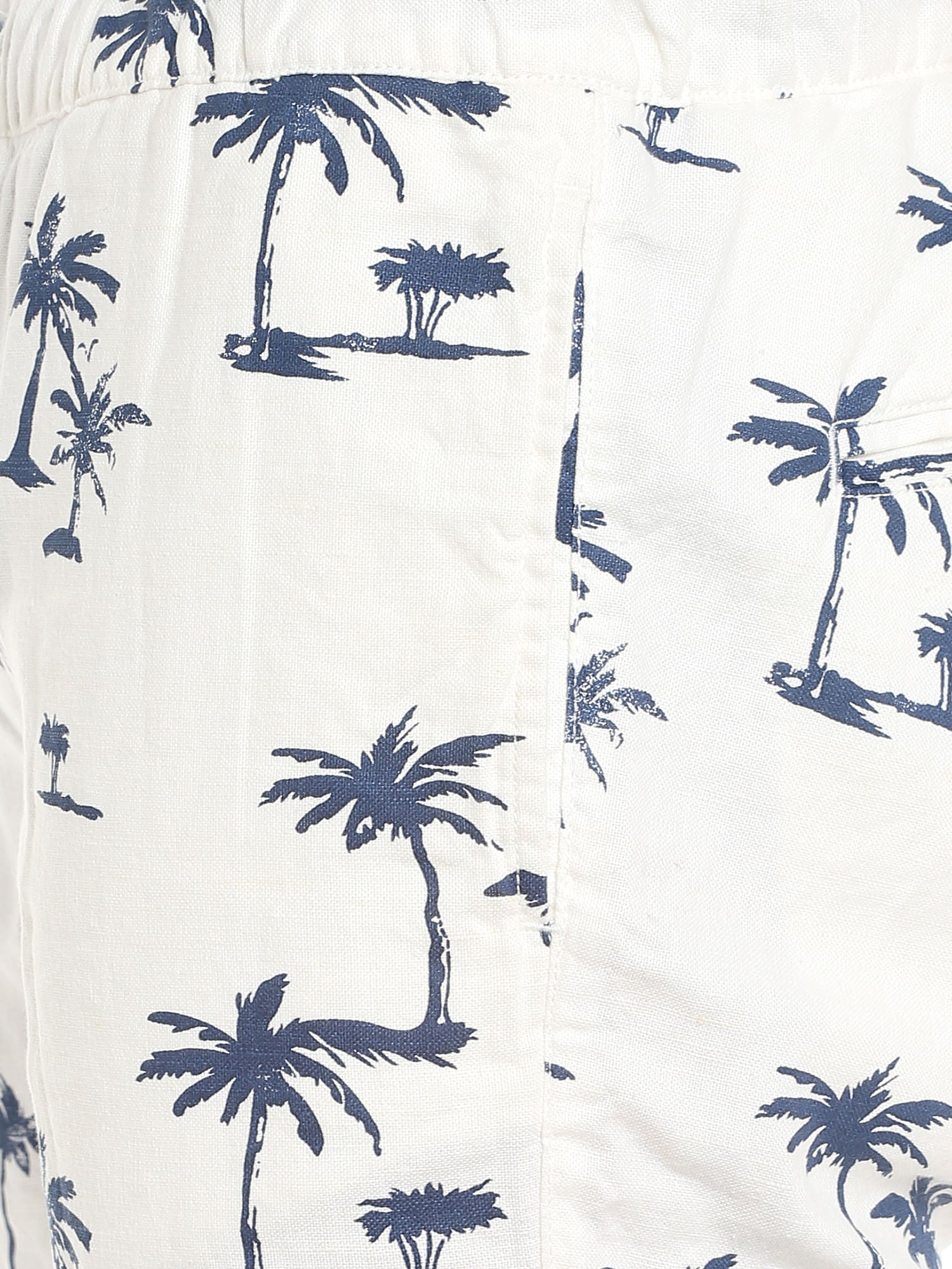 White Palm Tree Print Drawstring Shorts