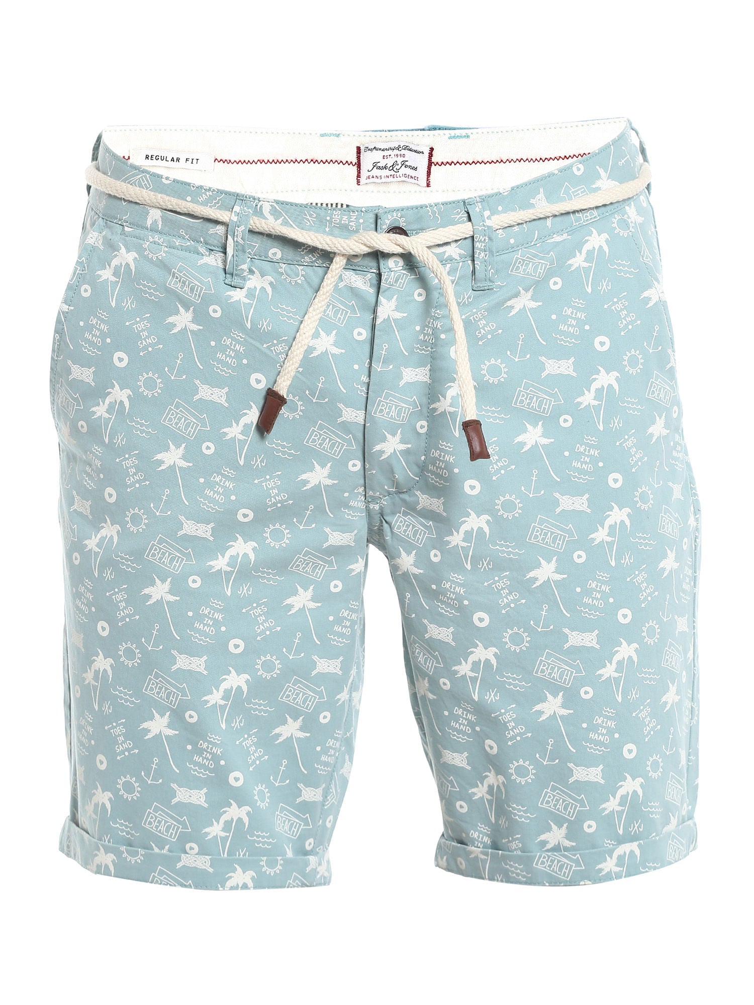 Blue Printed Chino Shorts