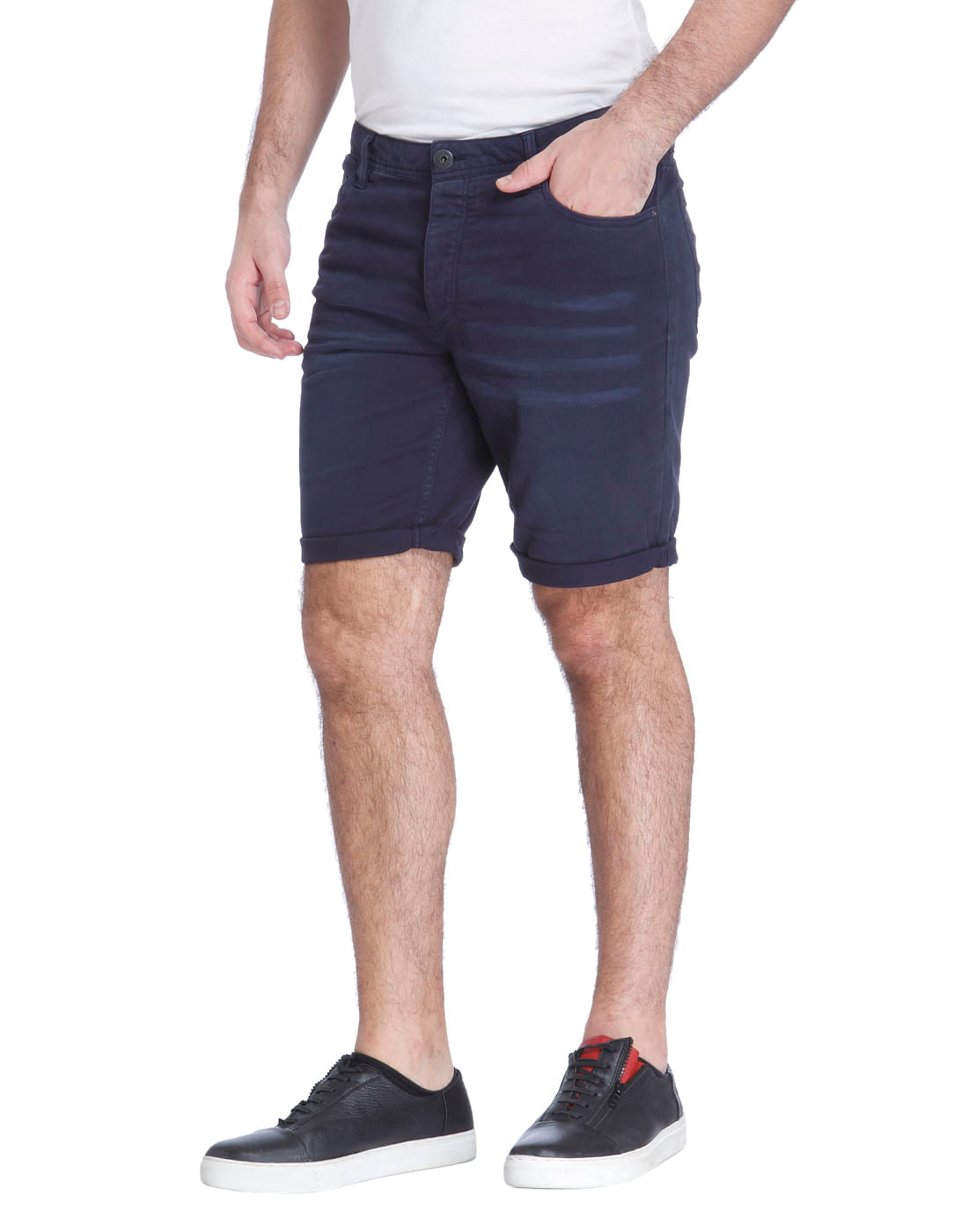 Navy Blue Slim Shorts