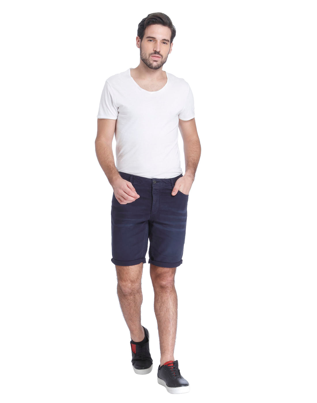 Navy Blue Slim Shorts