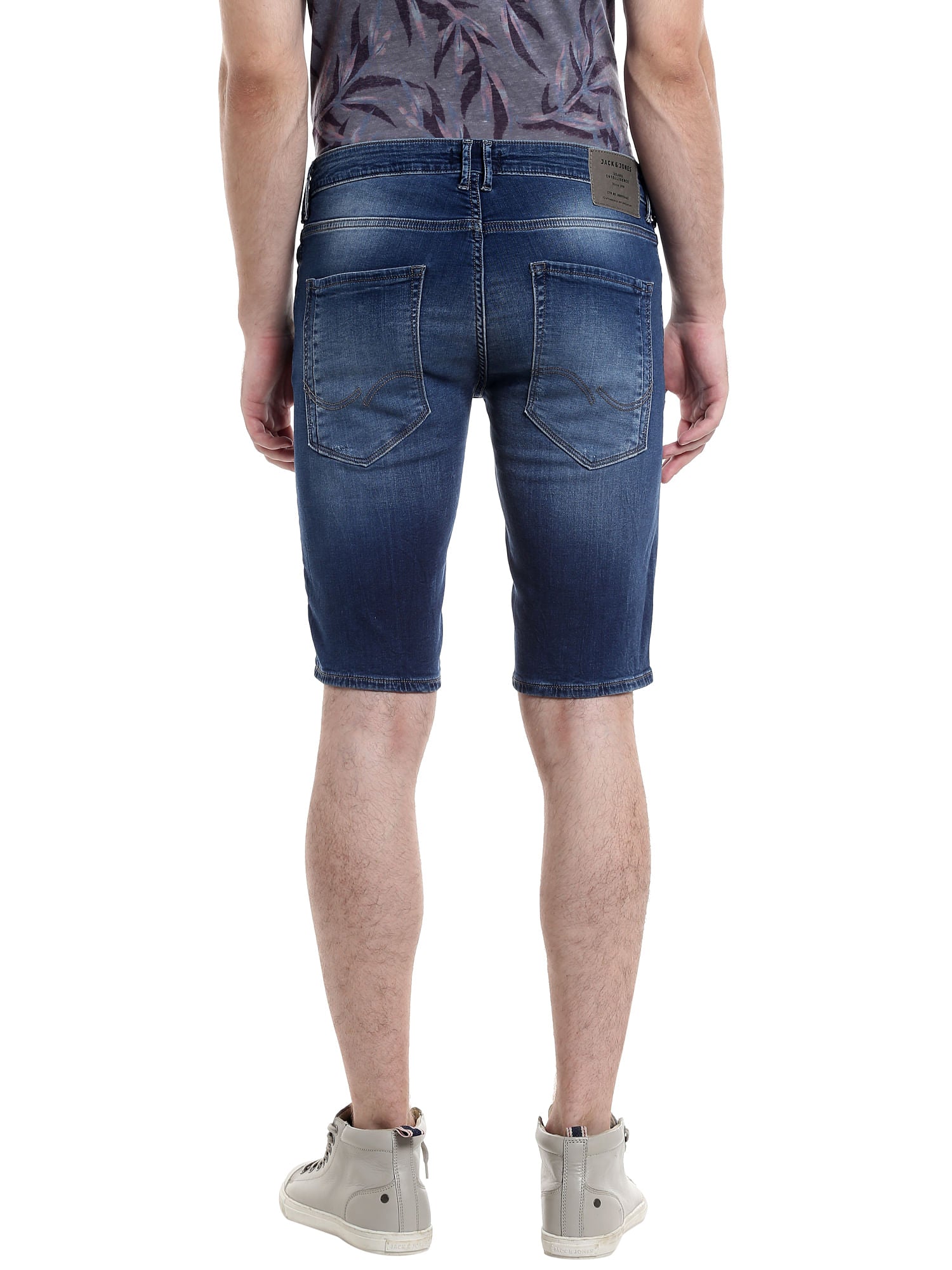 Dark Blue Denim Slim Fit Shorts