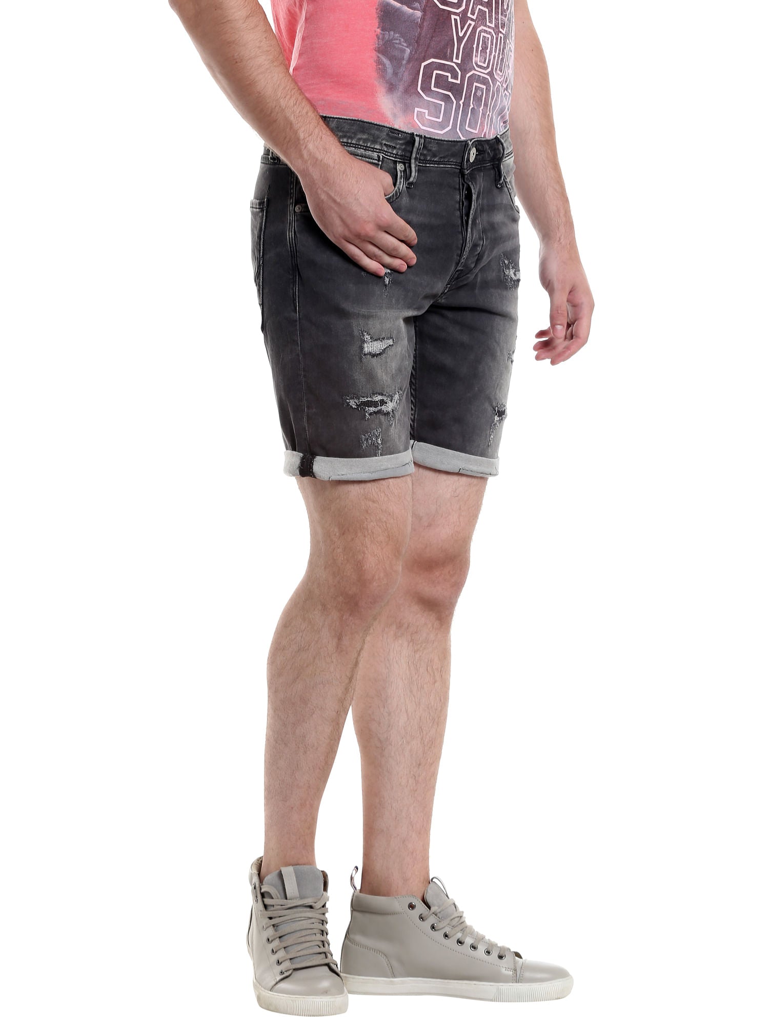 Dark Grey Denim Shorts