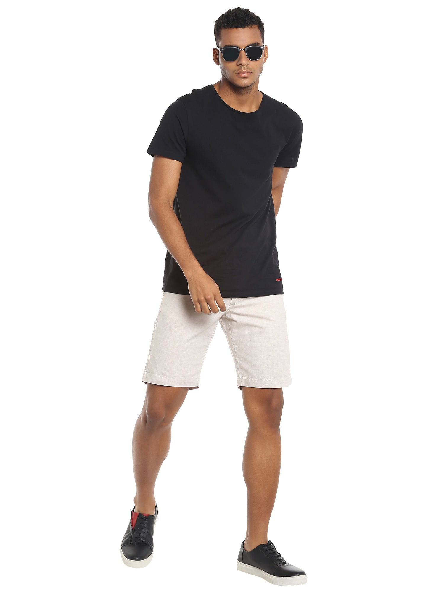 Off White Chino Linen Shorts