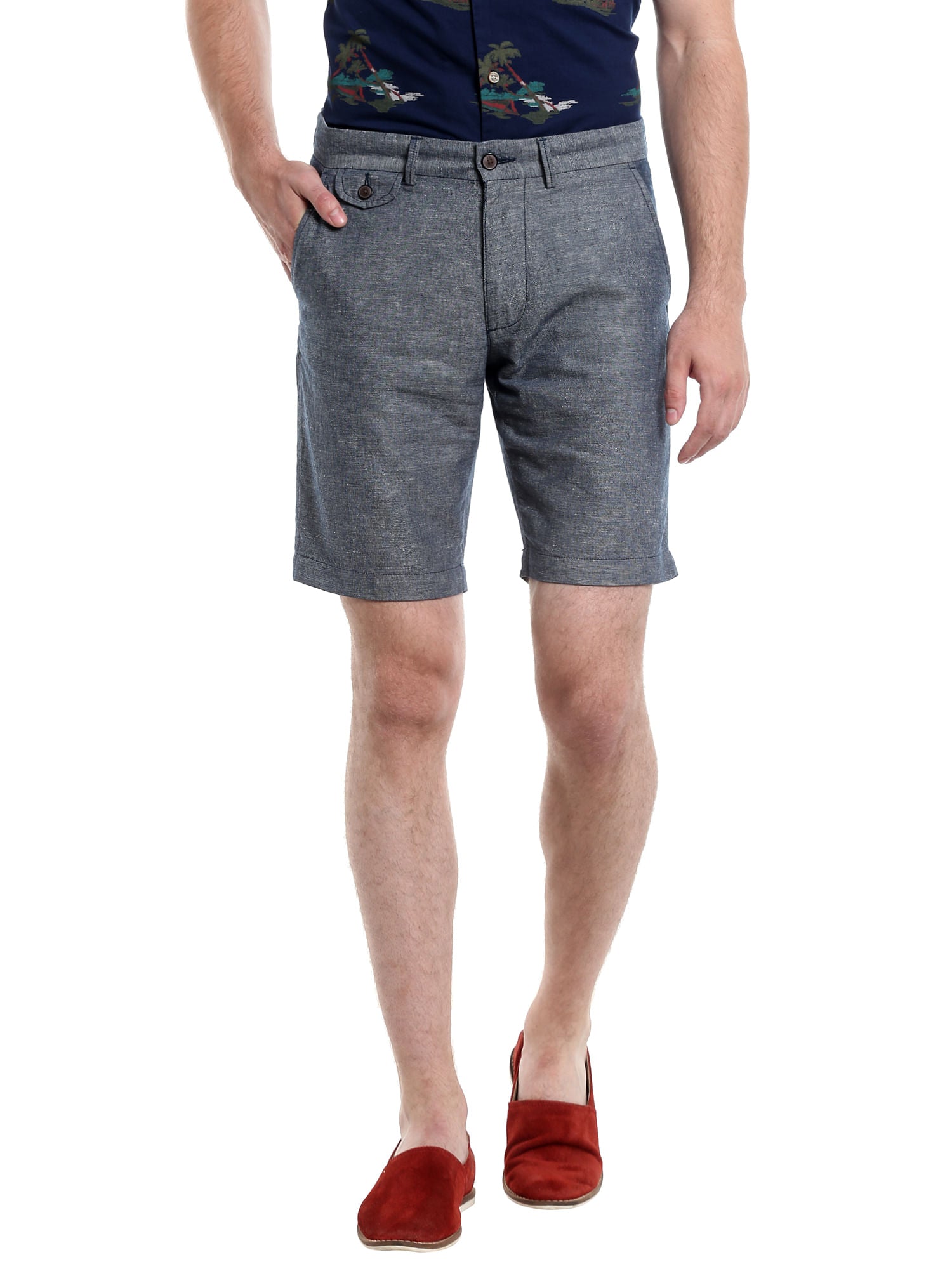 Grey Chino Linen Shorts