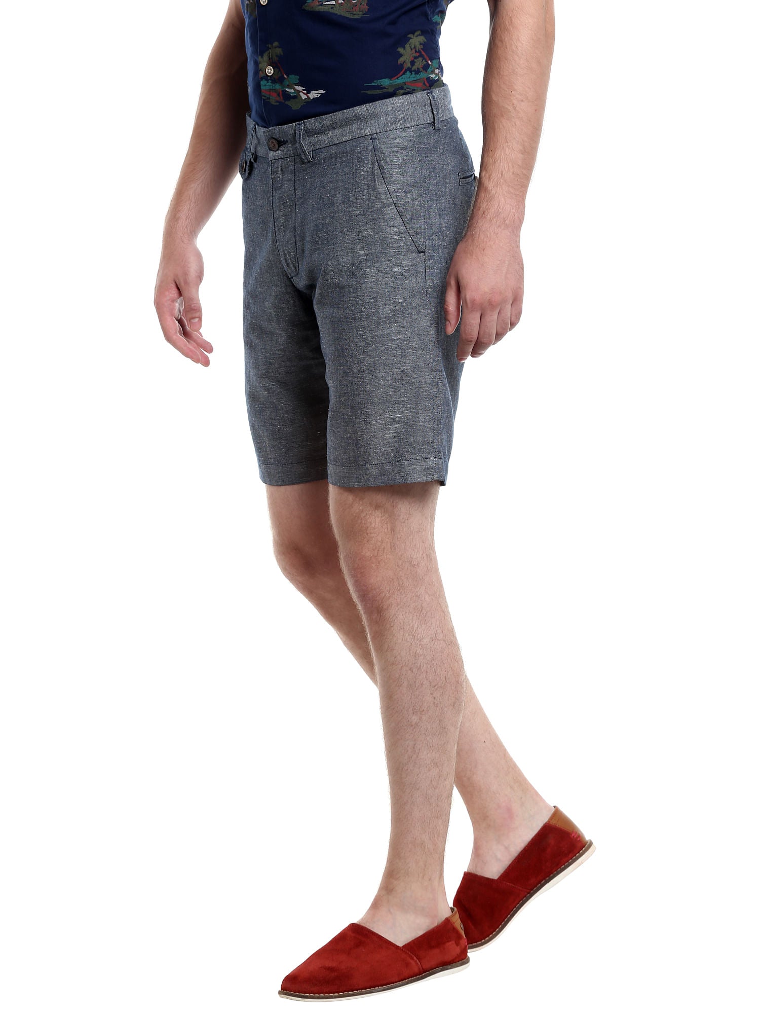 Grey Chino Linen Shorts