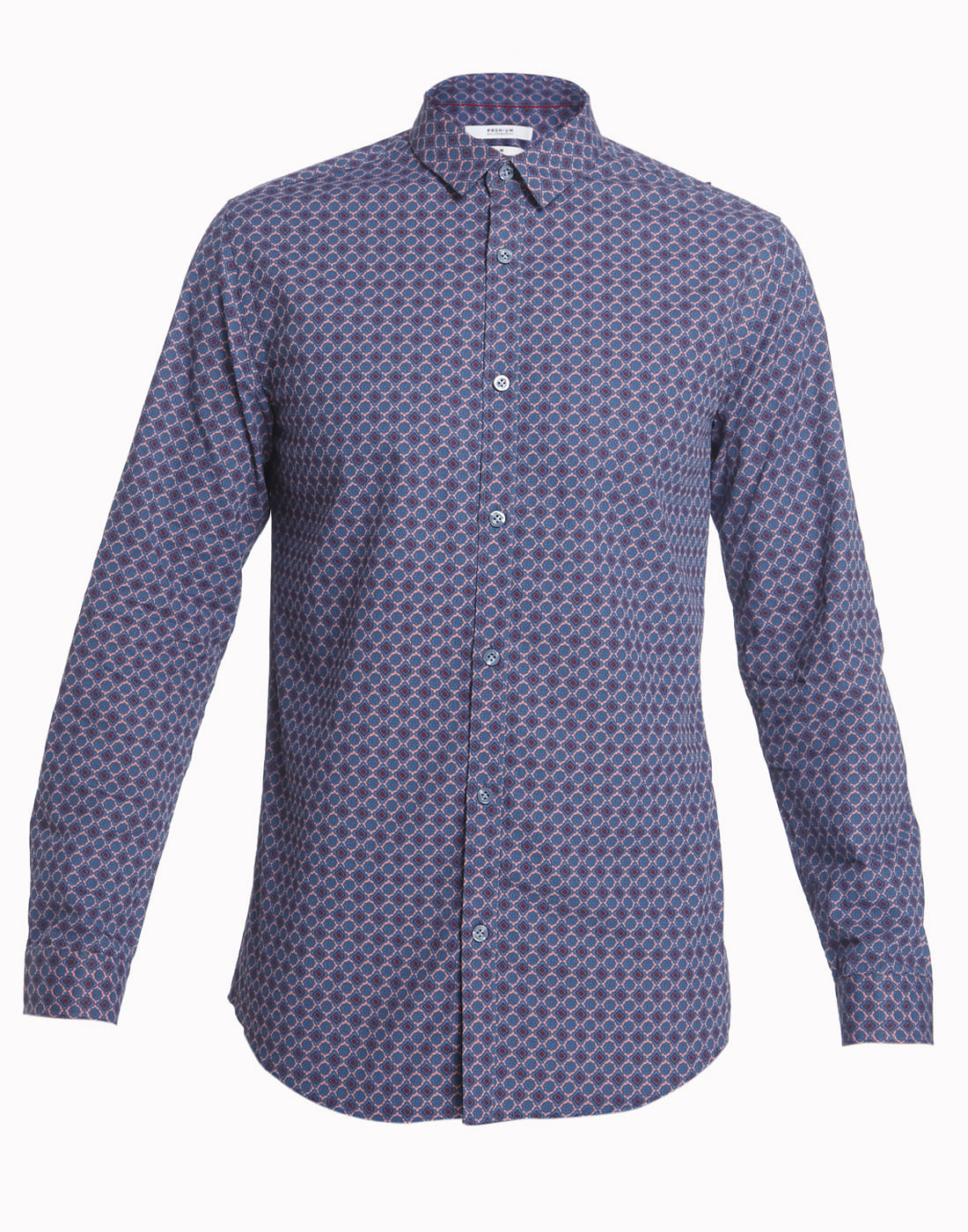 Blue All Over Print Slim Fit Shirt