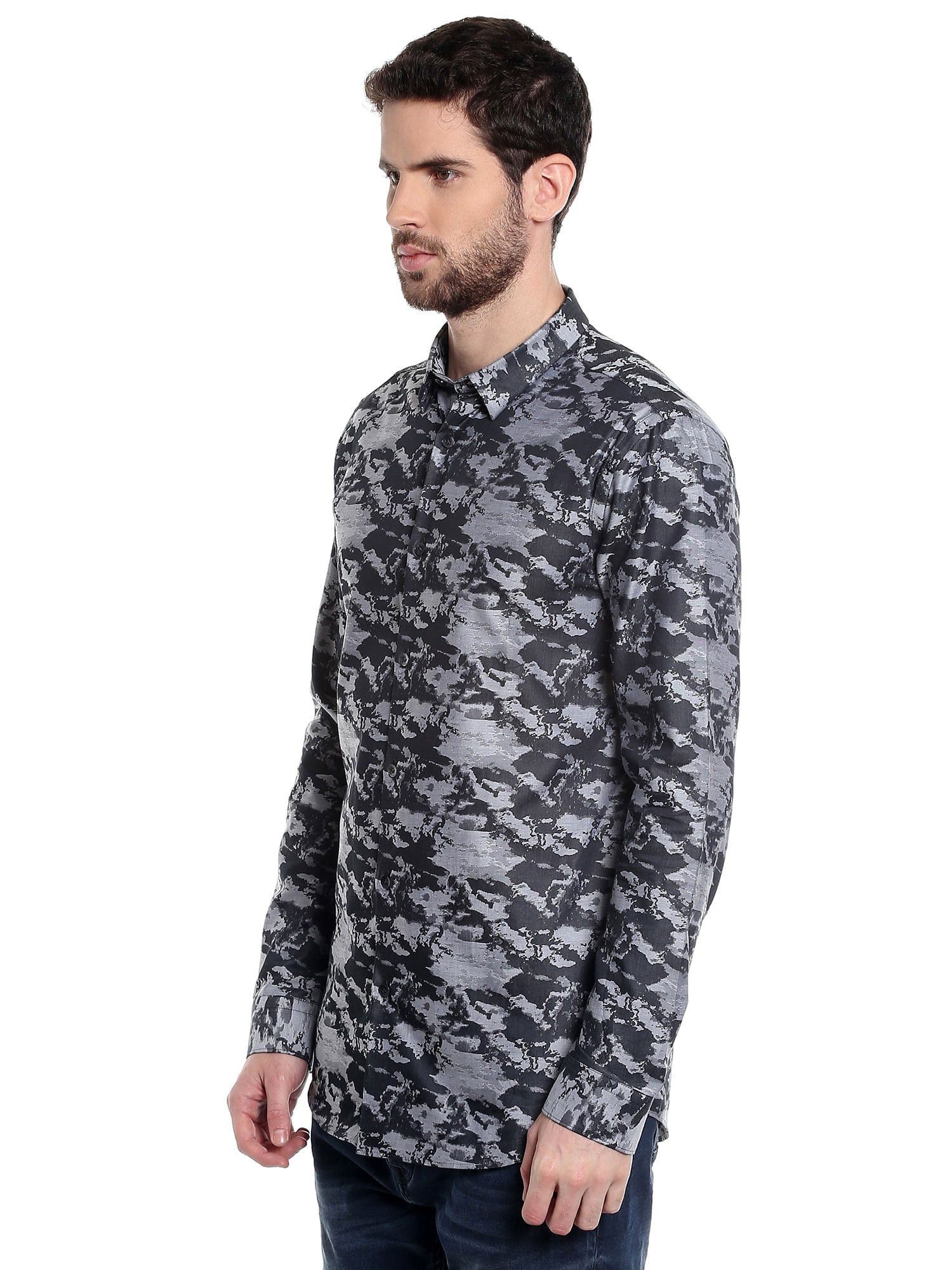 Black Printed Slim Fit Shirt