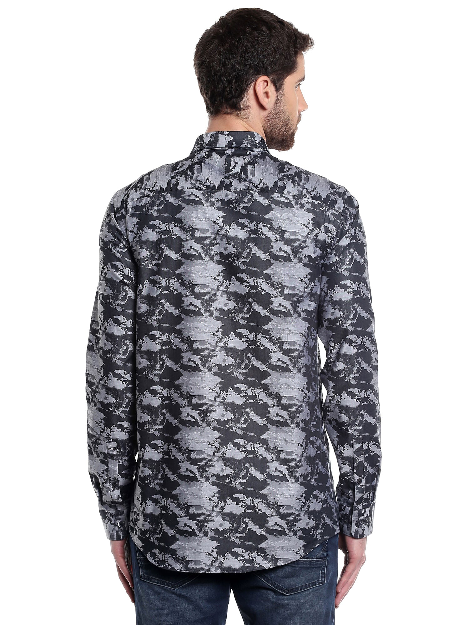 Black Printed Slim Fit Shirt