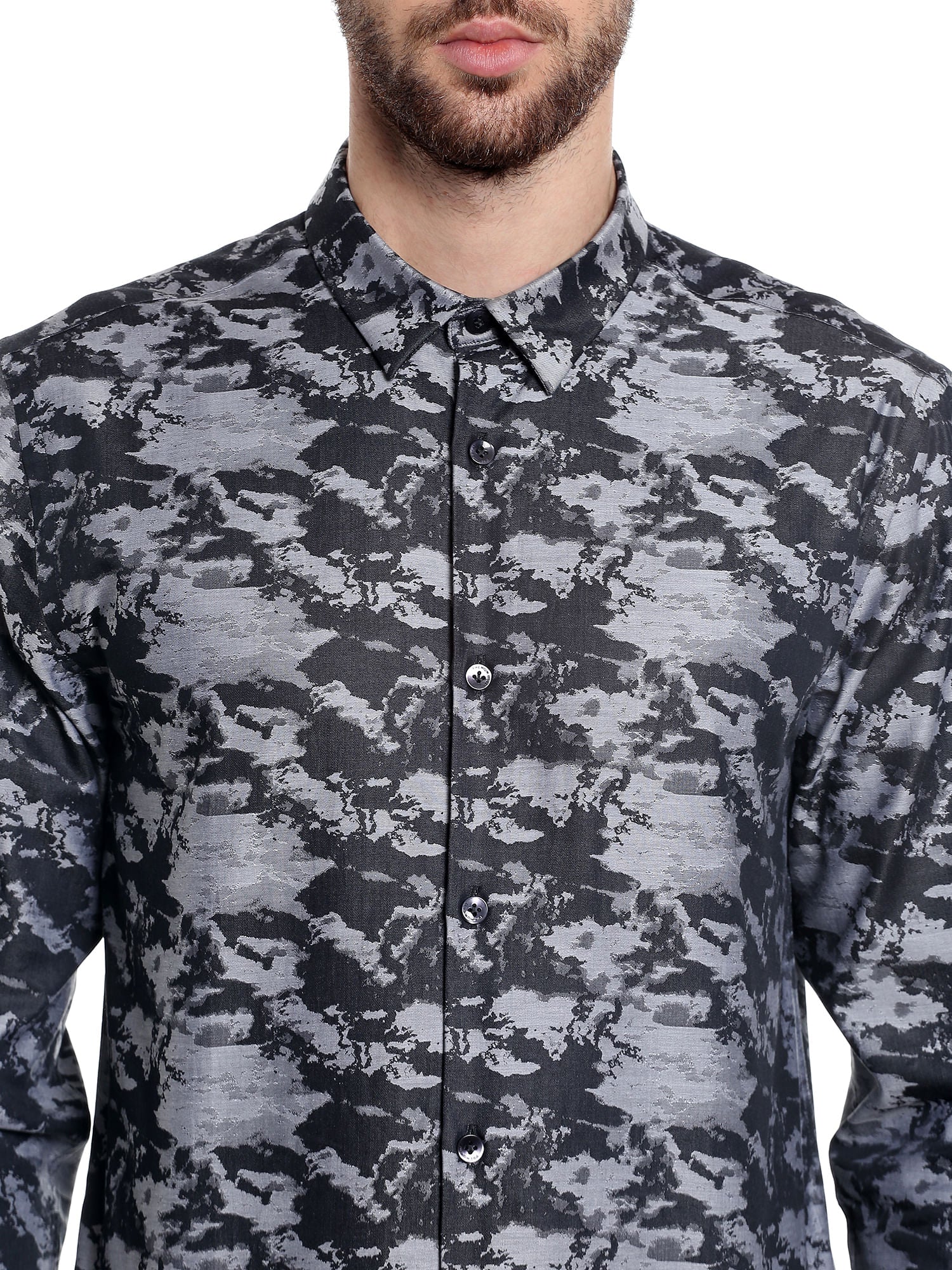 Black Printed Slim Fit Shirt
