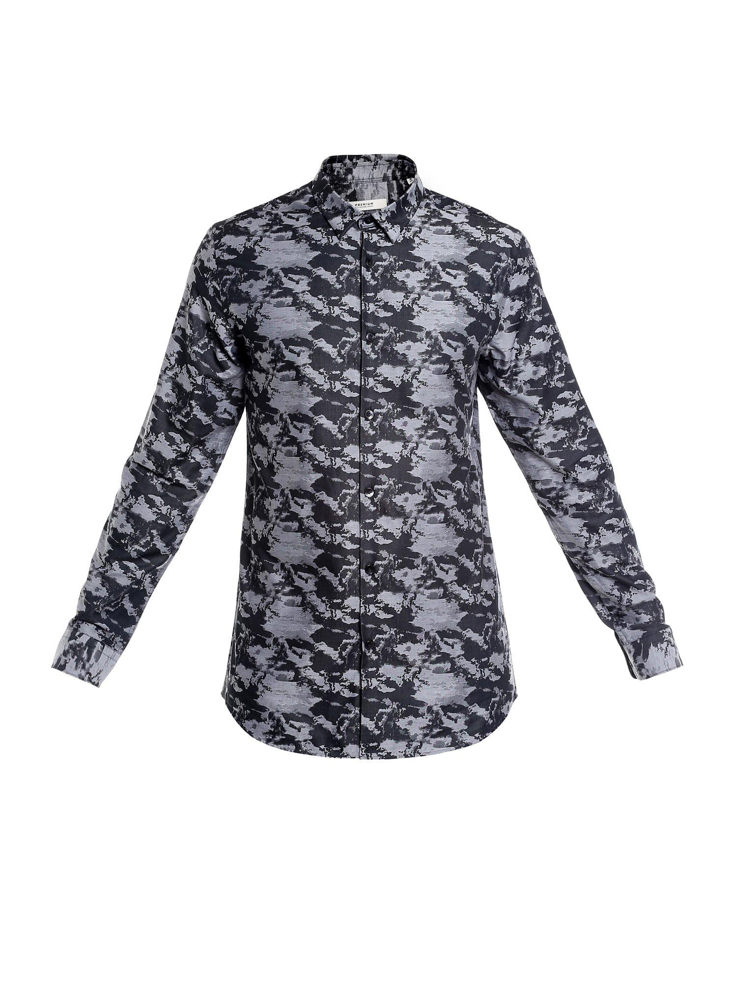 Black Printed Slim Fit Shirt