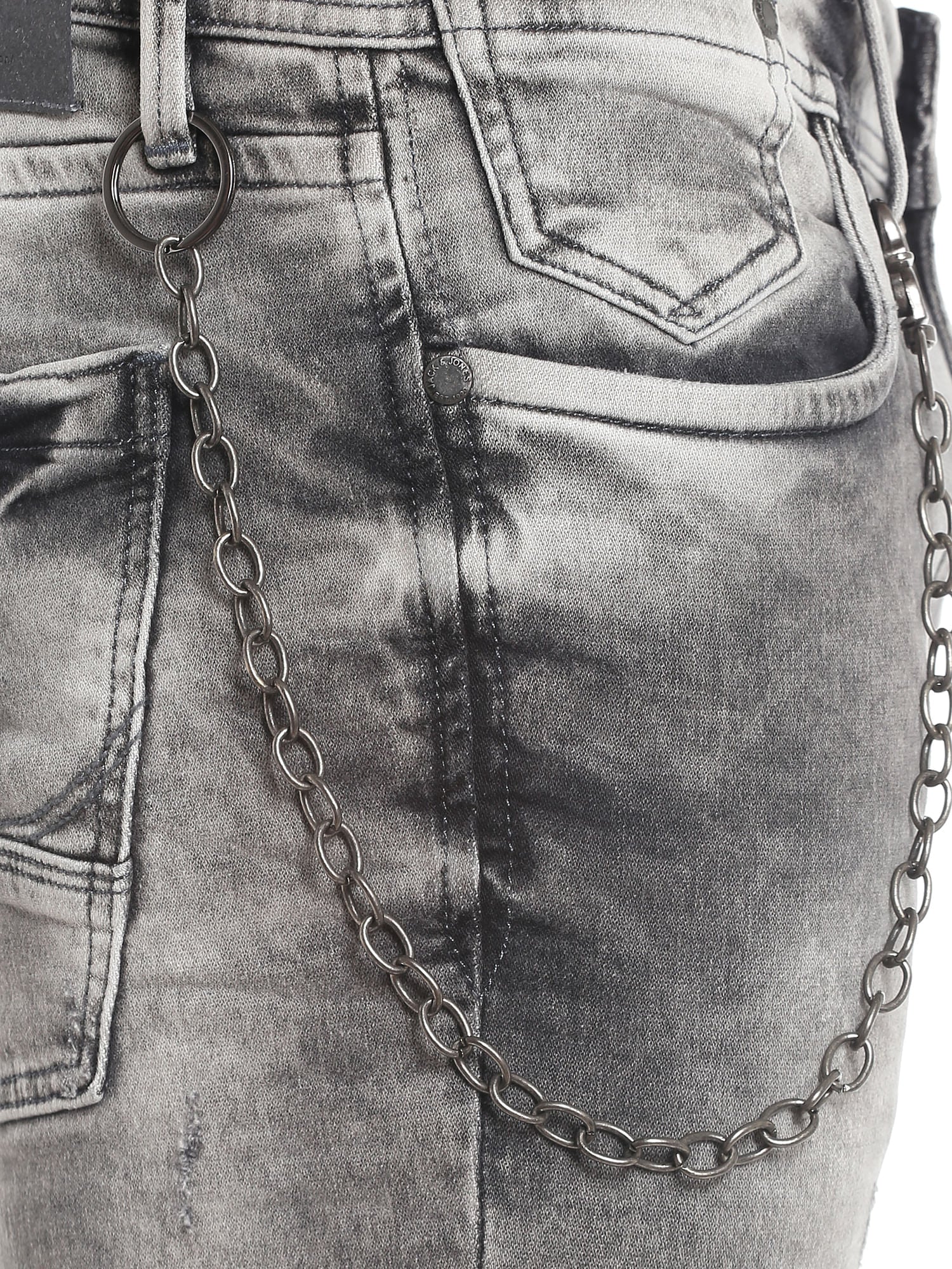 Grey Heavy Distressed Slim Fit Jeans