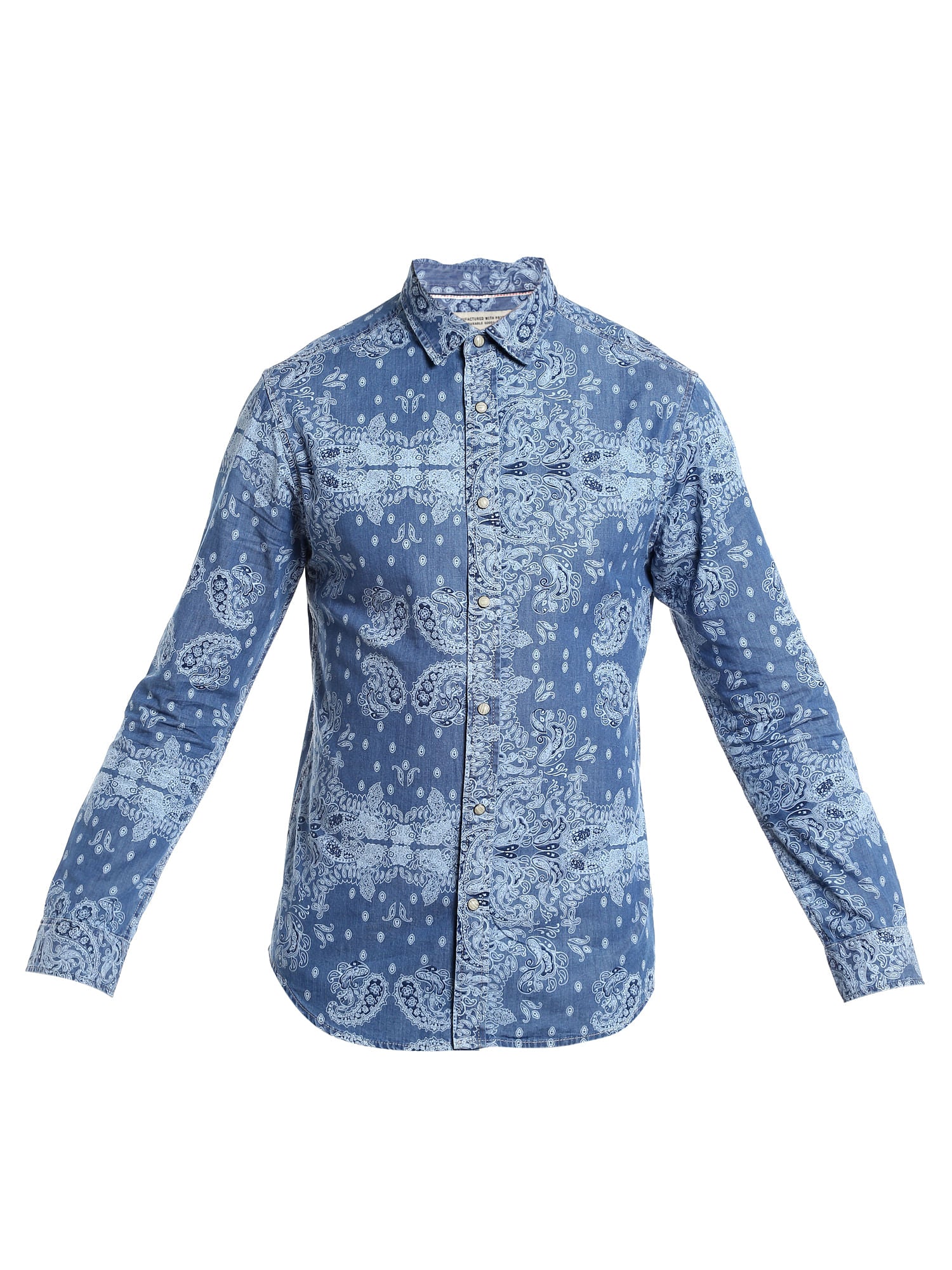 Baroque Print Blue Denim Shirt