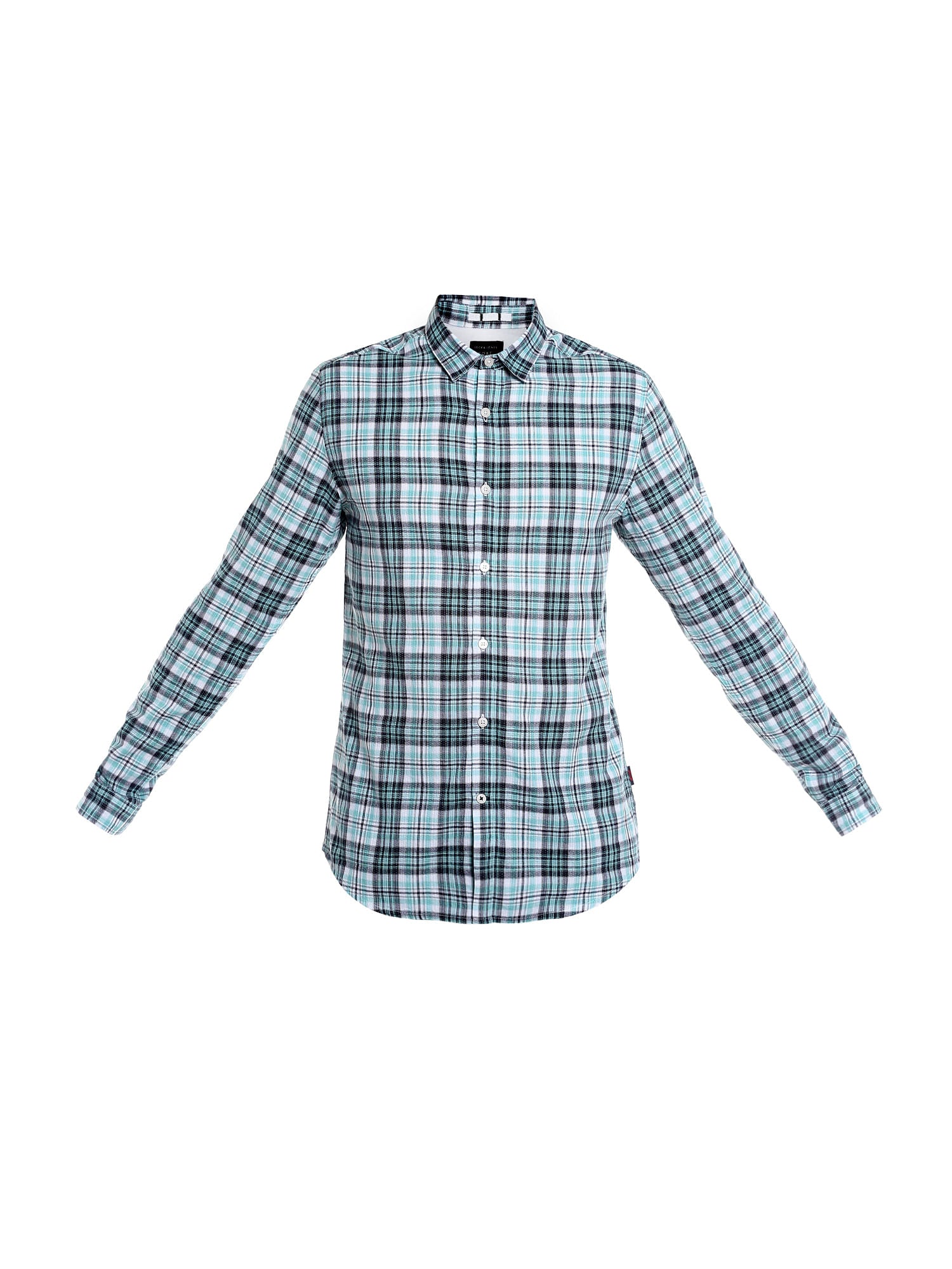 Aqua Blue Long Sleeves Check Shirt