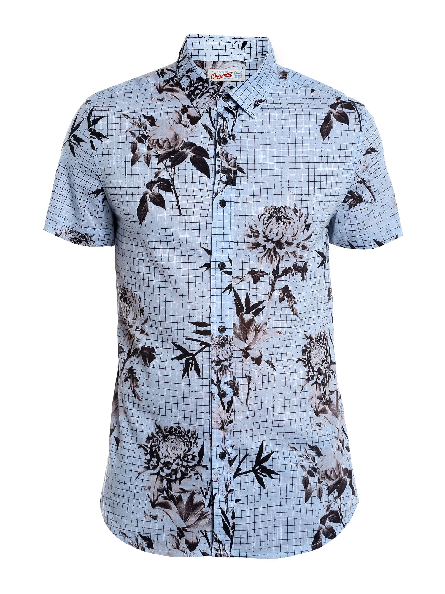 Blue Floral Print Slim Fit Shirt