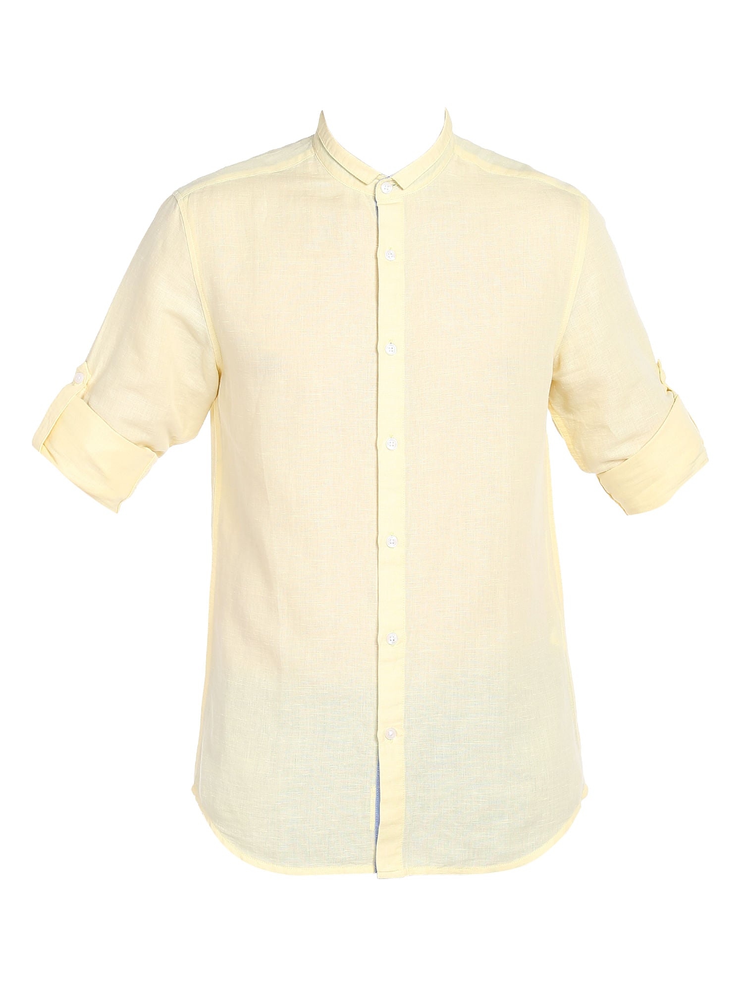 Yellow Mandarin Collar Shirt