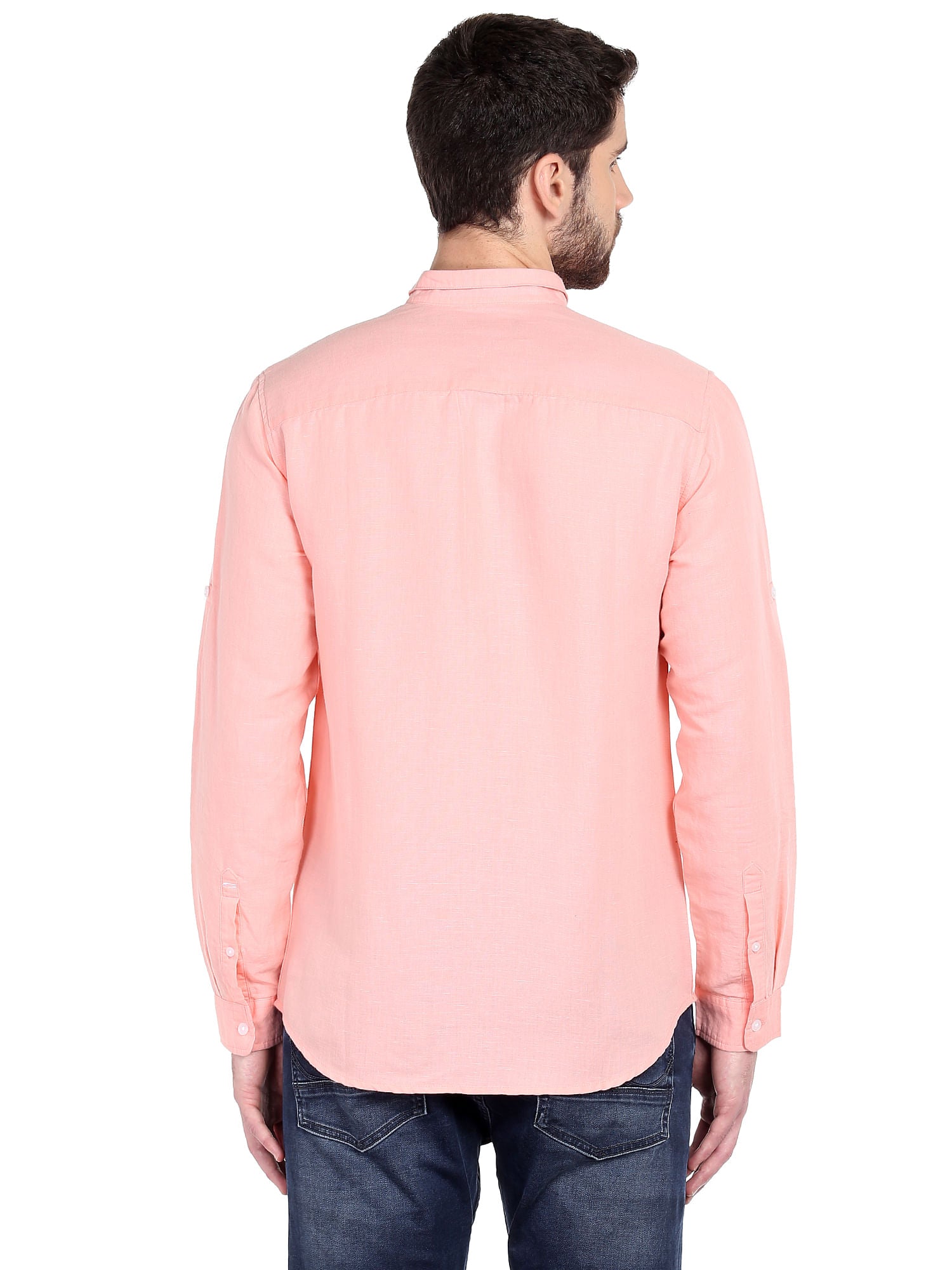 Peach Mandarin Collar Shirt