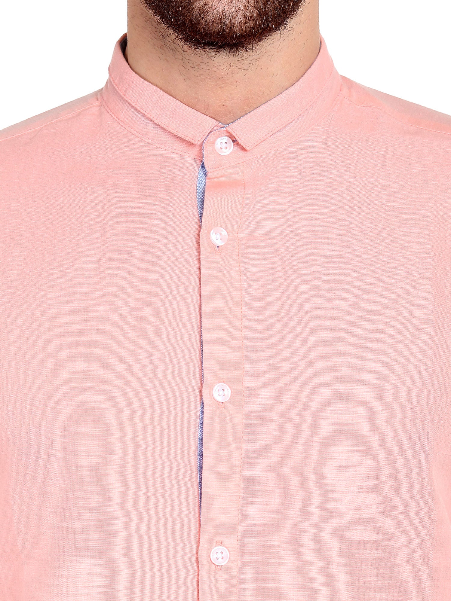 Peach Mandarin Collar Shirt