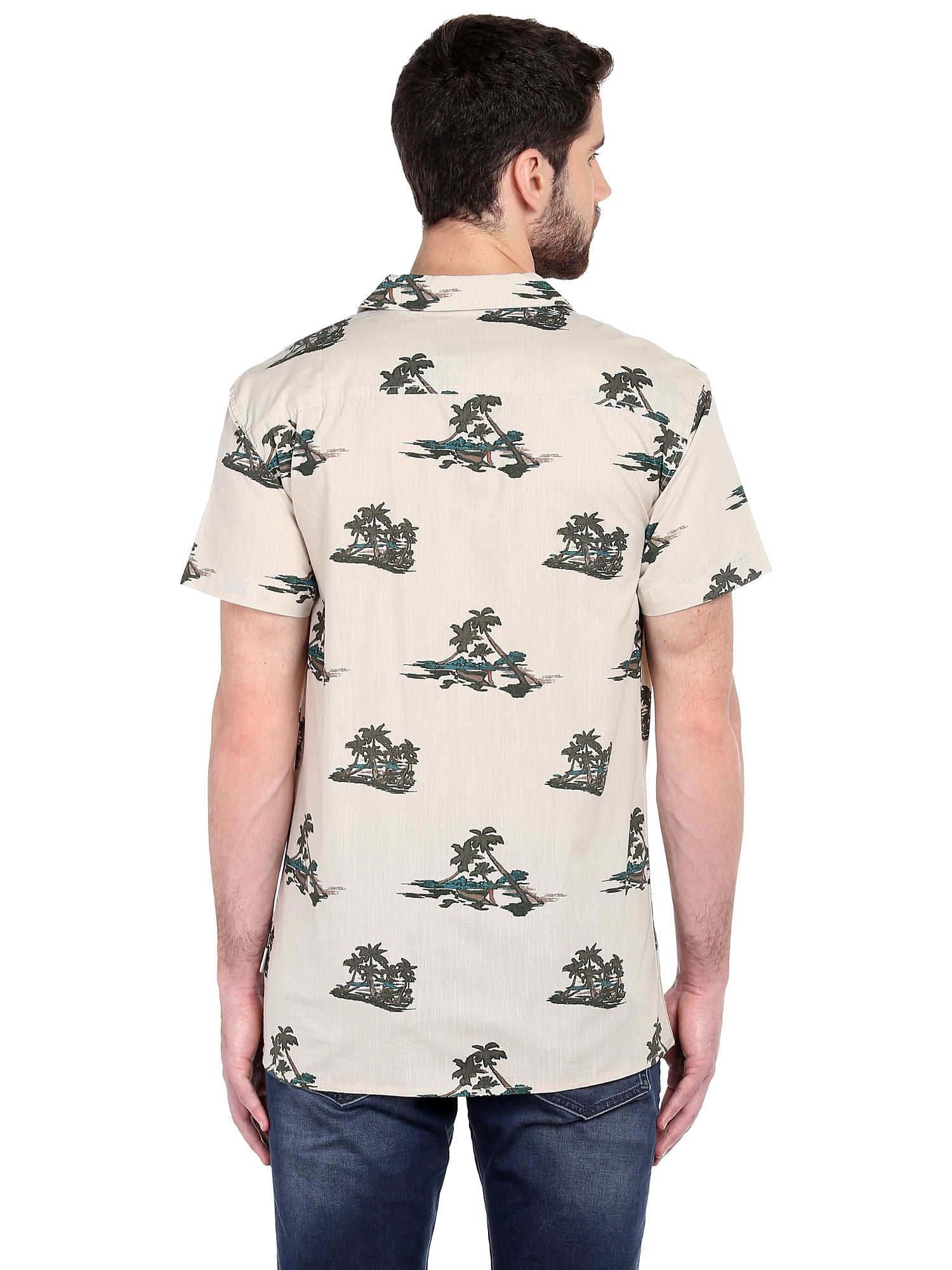 Beige Palm Print Shirt