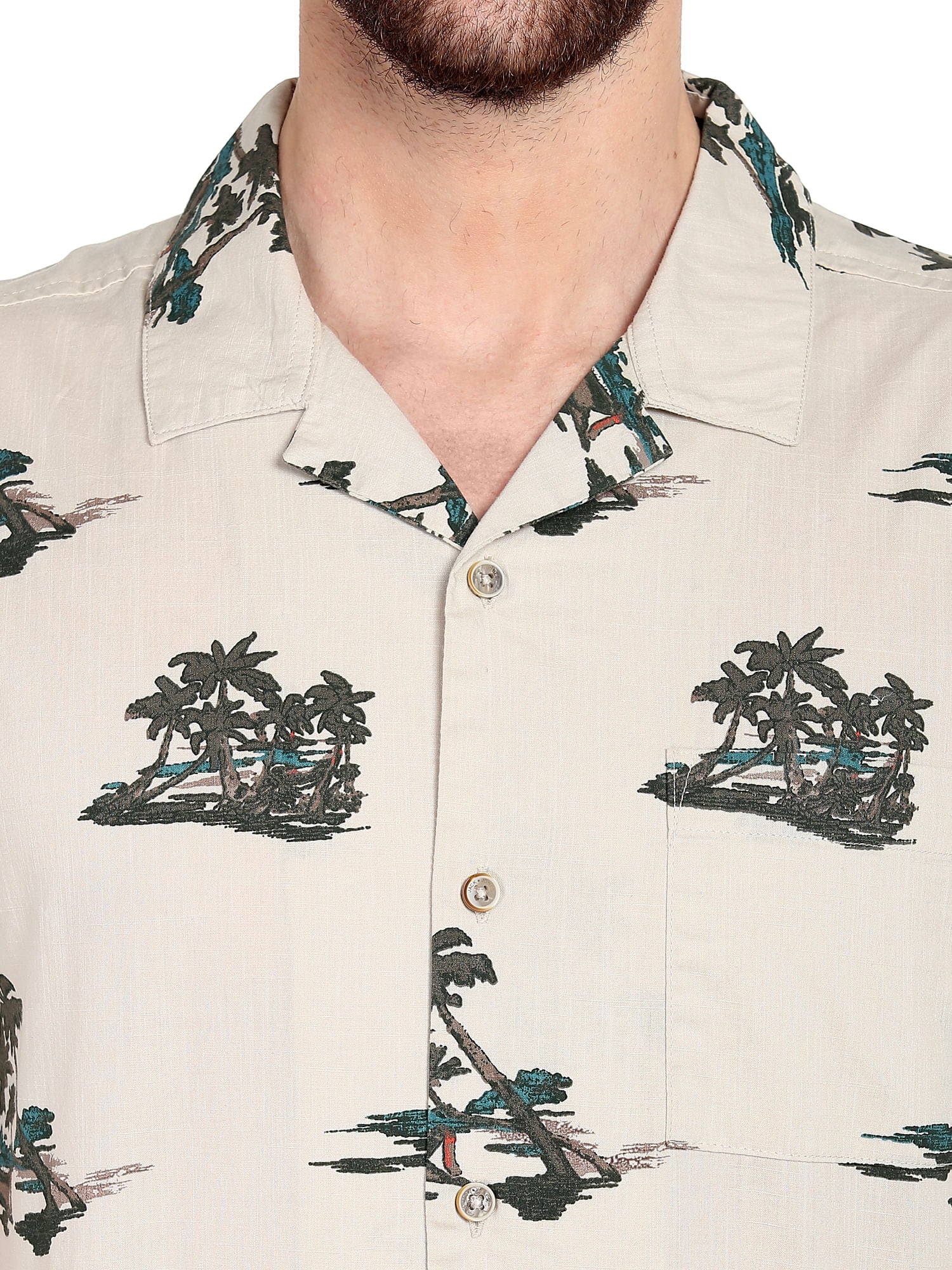 Beige Palm Print Shirt